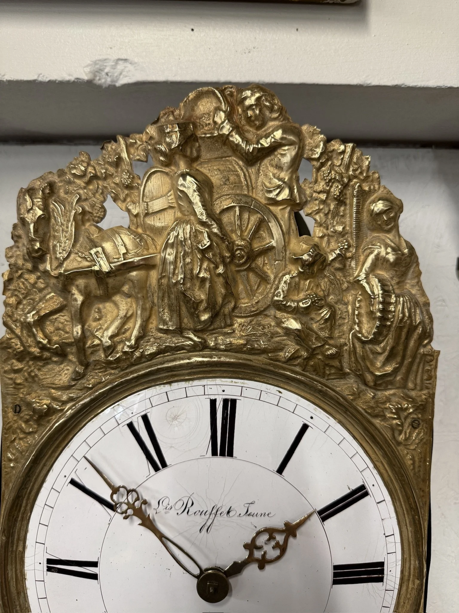19th c. French Morbier Clock or Comtoise Mouvement