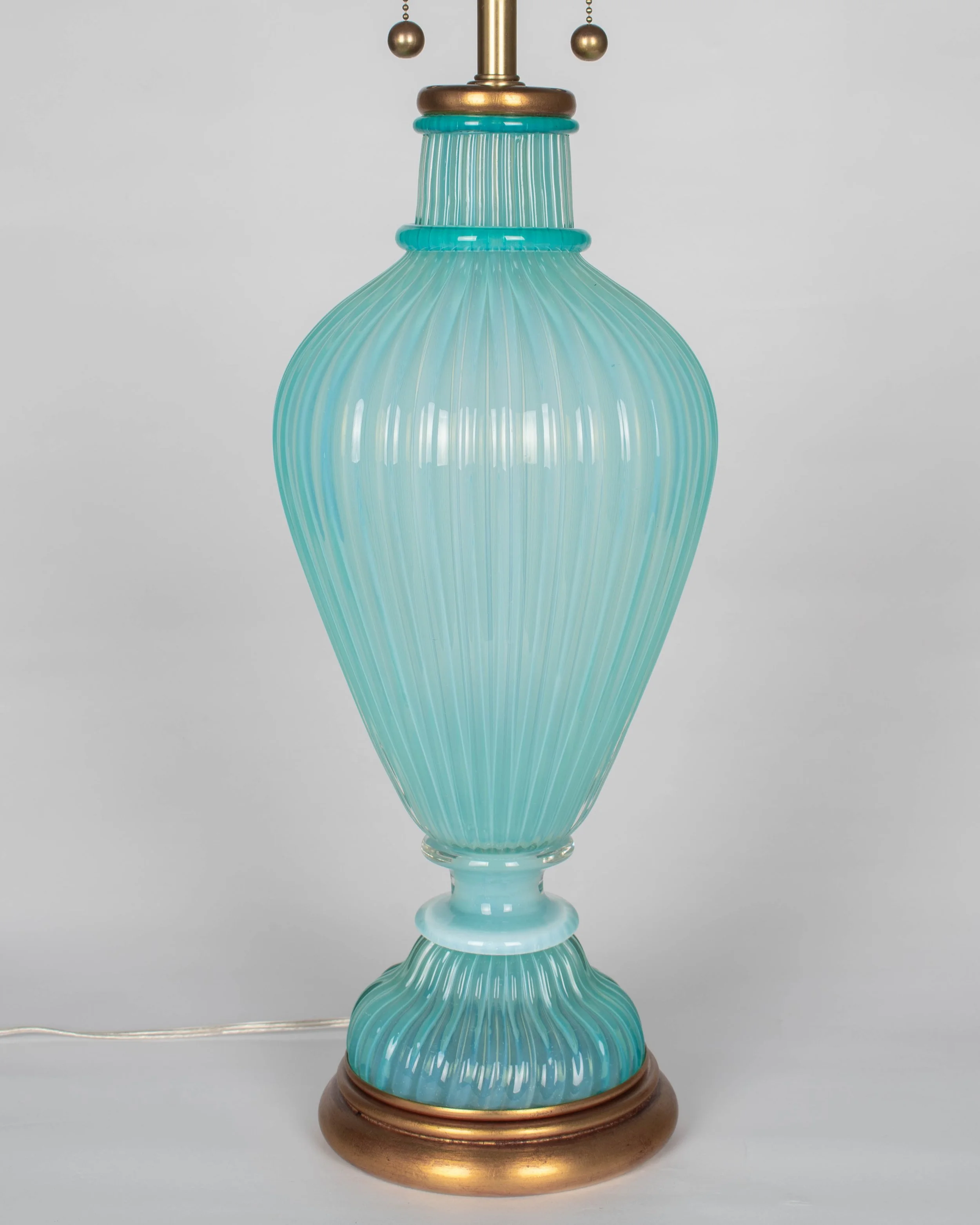 Aqua Blue Murano Glass Lamp by Archimede Seguso for Marbro, Italy 1950s