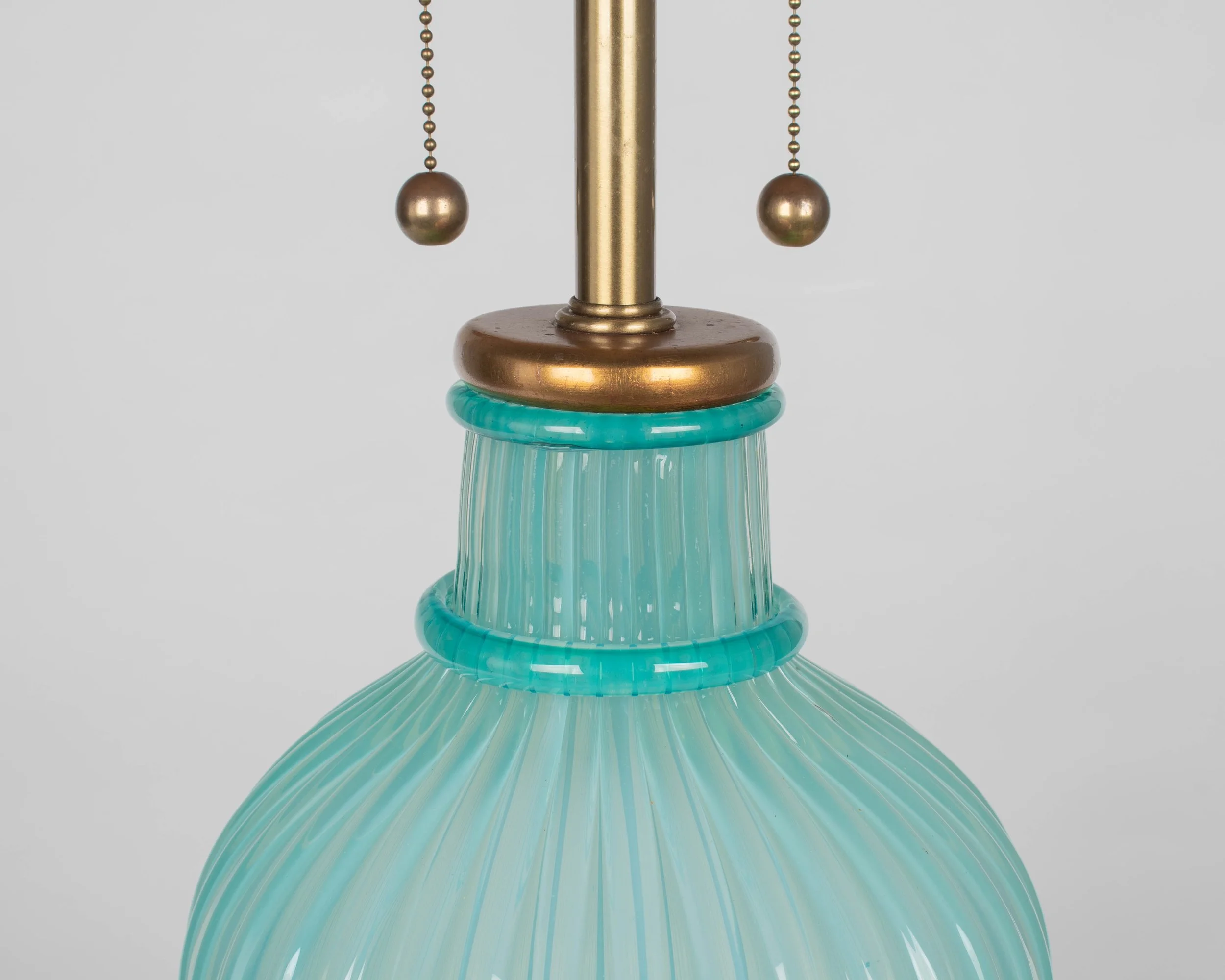Aqua Blue Murano Glass Lamp by Archimede Seguso for Marbro, Italy 1950s