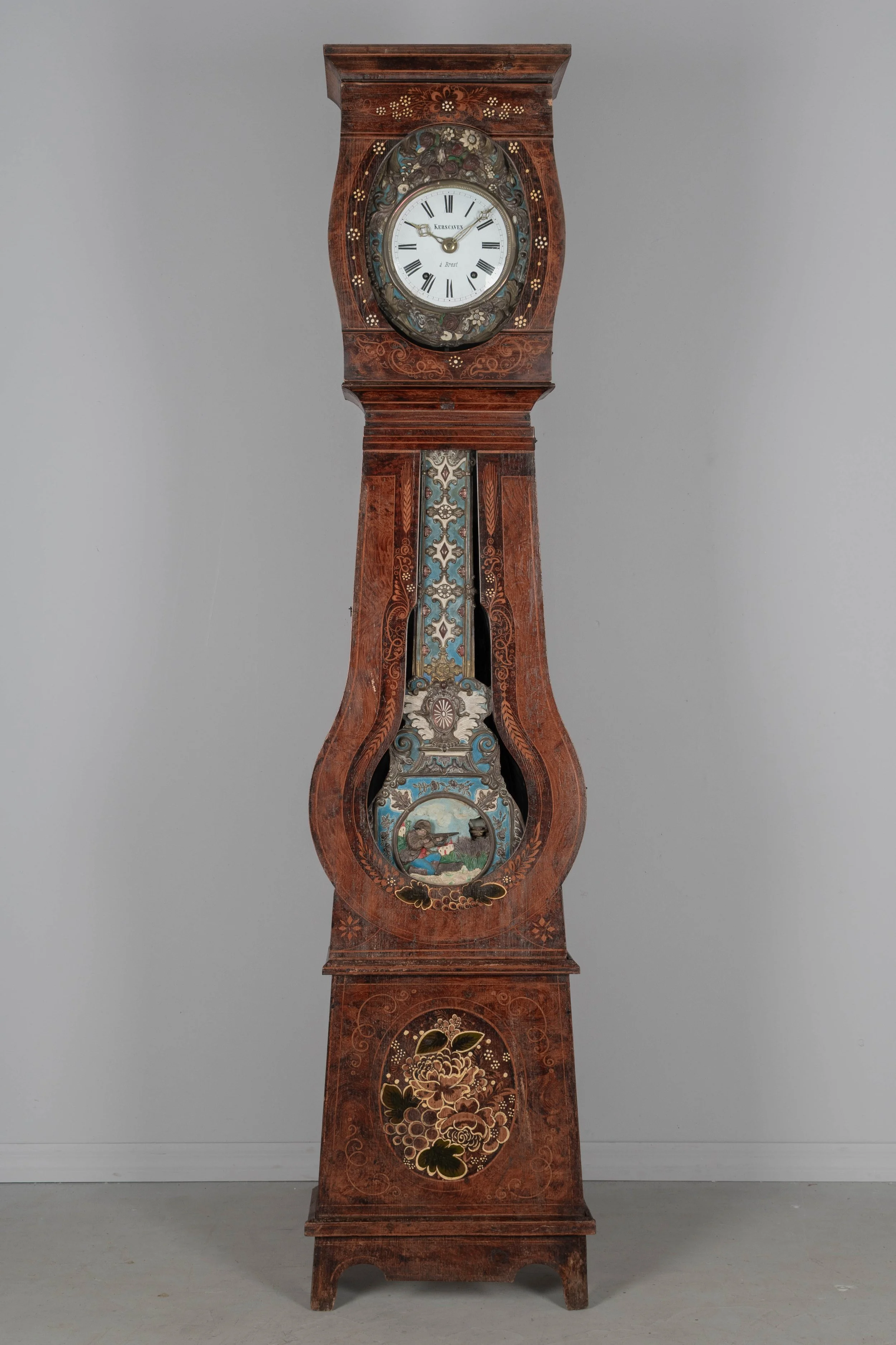 19th Century French Comtoise Grandfather Clock with Automated Pendulum
