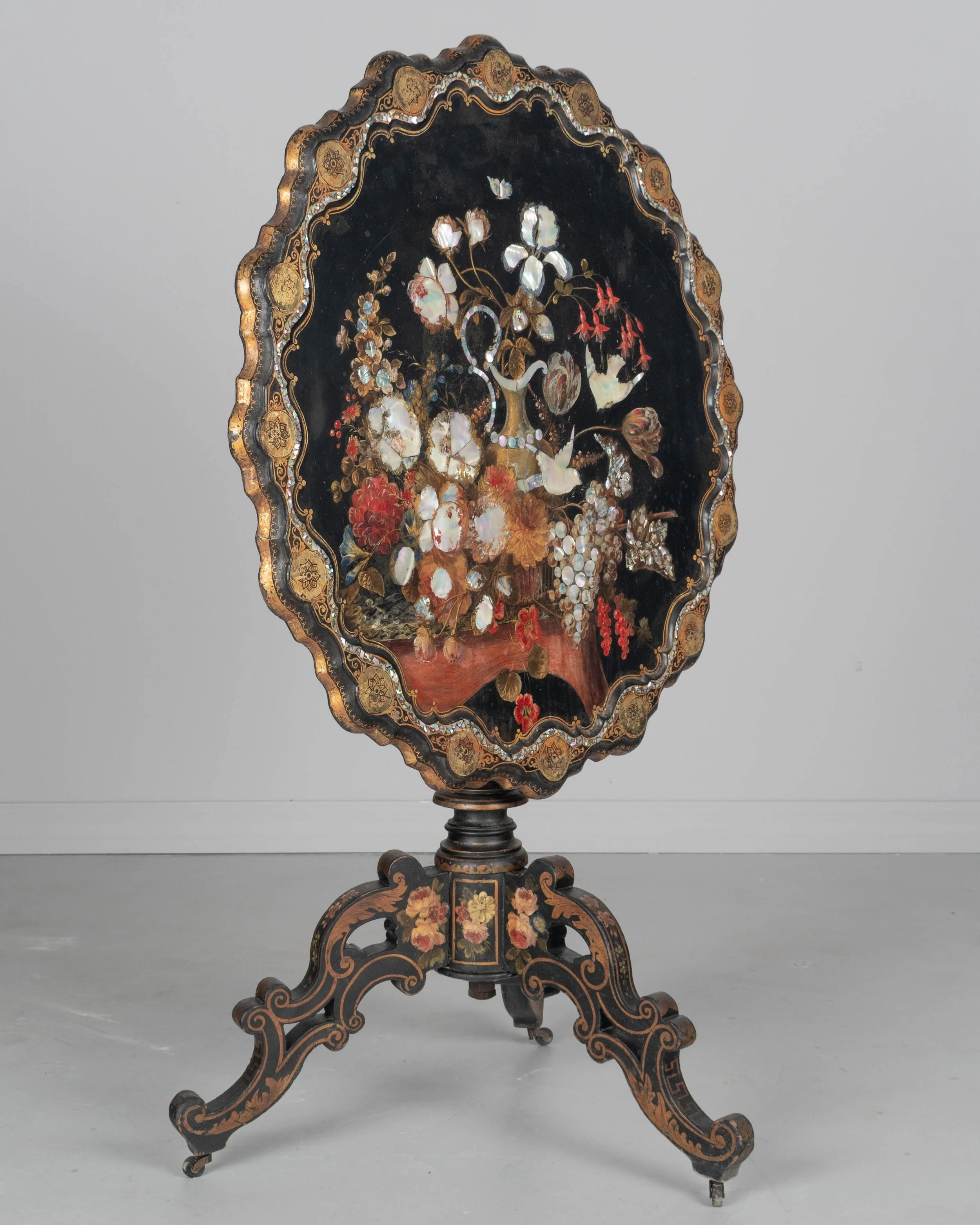 19th Century Napoleon III Lacquered Tilt-Top Table