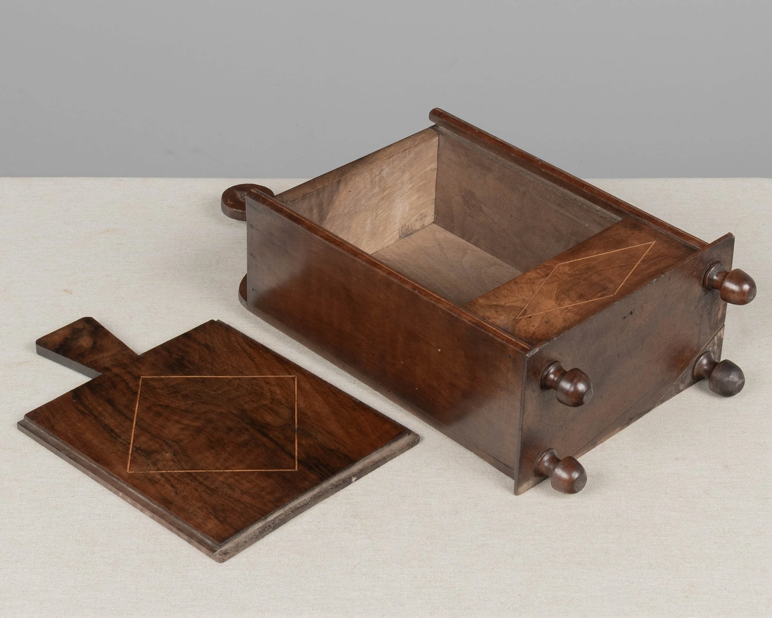 19th Century French Fariniere Box, Walnut Marquetry