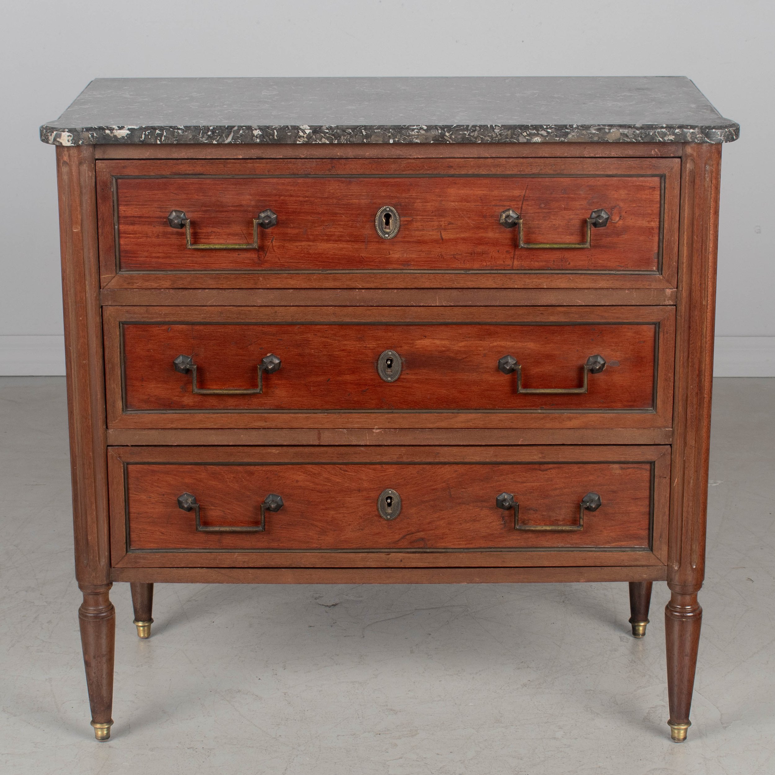 French Louis XVI Style Marble Top Commode