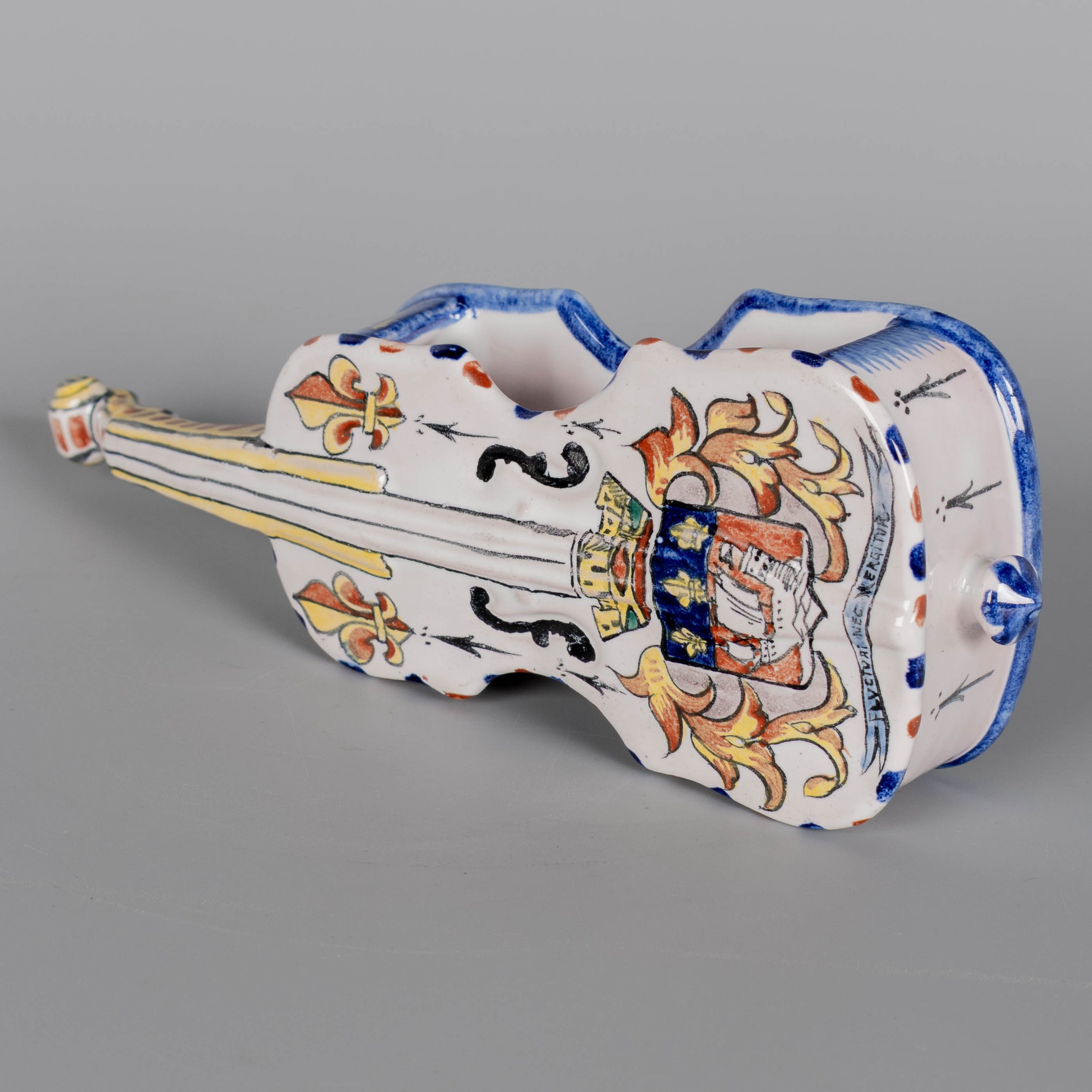 19th Century French Alcide Chaumeil Faience Miniature Violin Vessel