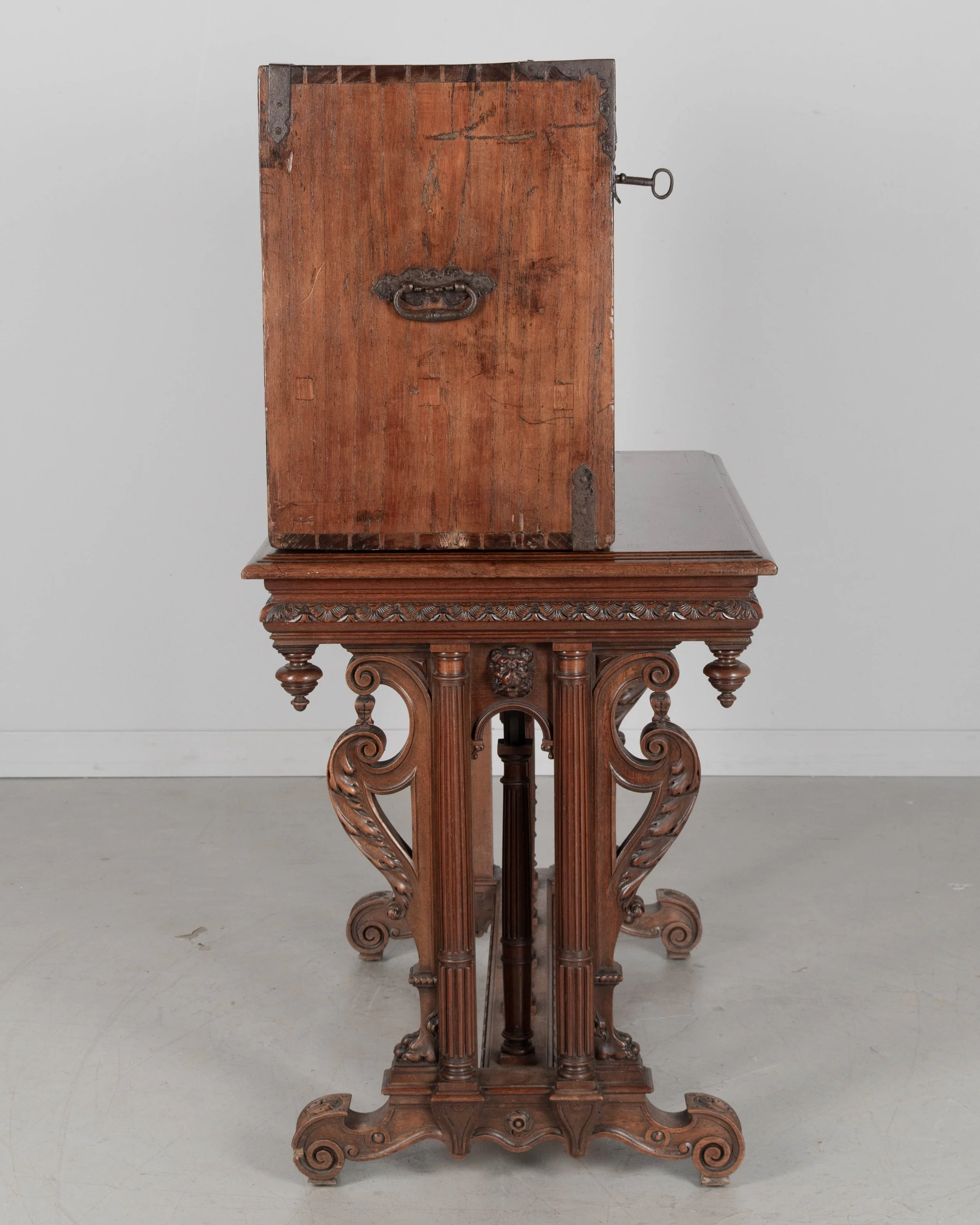 An early 19th century Spanish vargueno, or portable desk, made of hand-planed solid walnut
