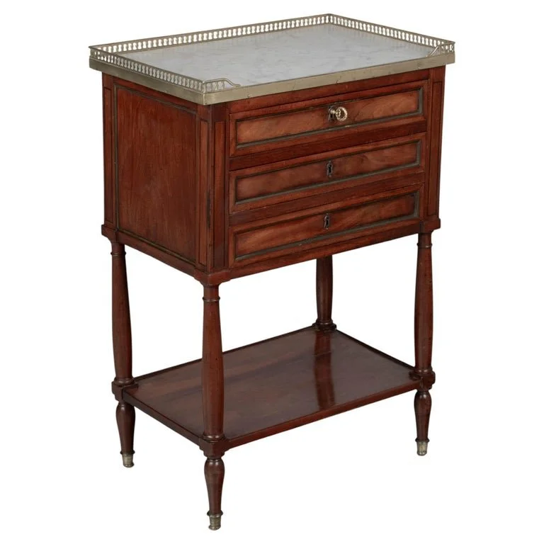 Louis XVI Style Marble Top Nightstand or Side Table