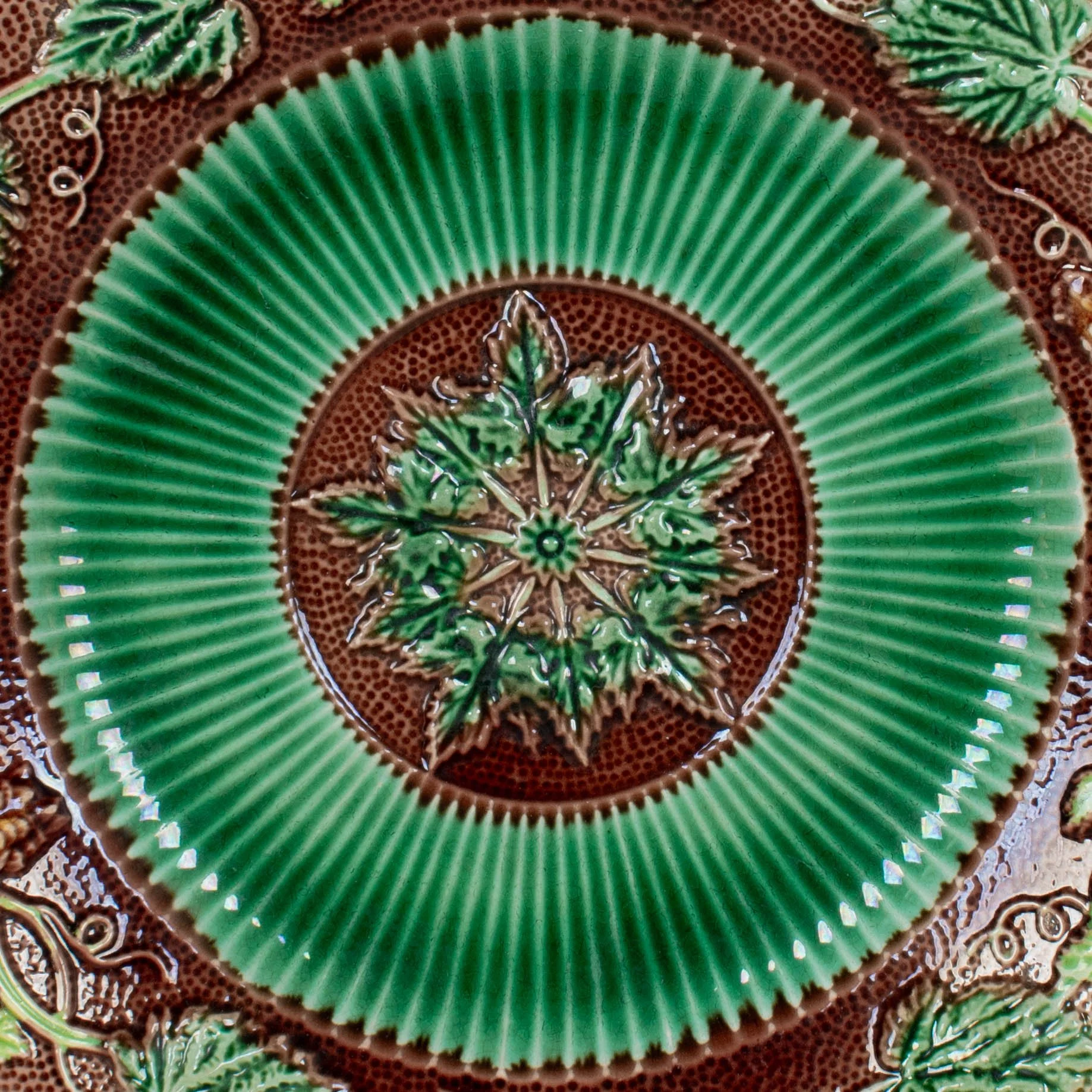 George Jones Majolica Plate, Grapevine Pattern, English, Circa 1865