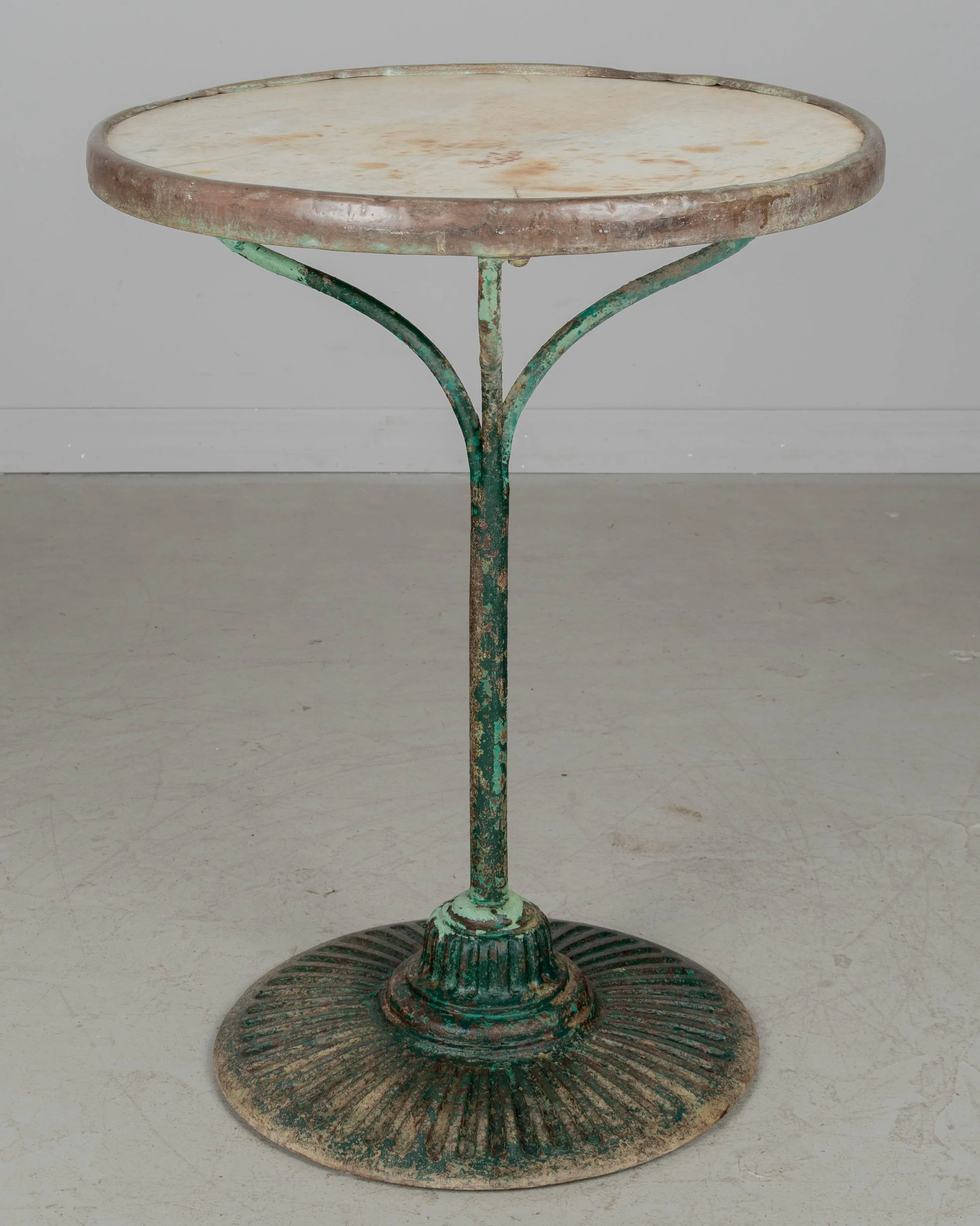 19th Century French Cast Iron Marble Top Bistro Table