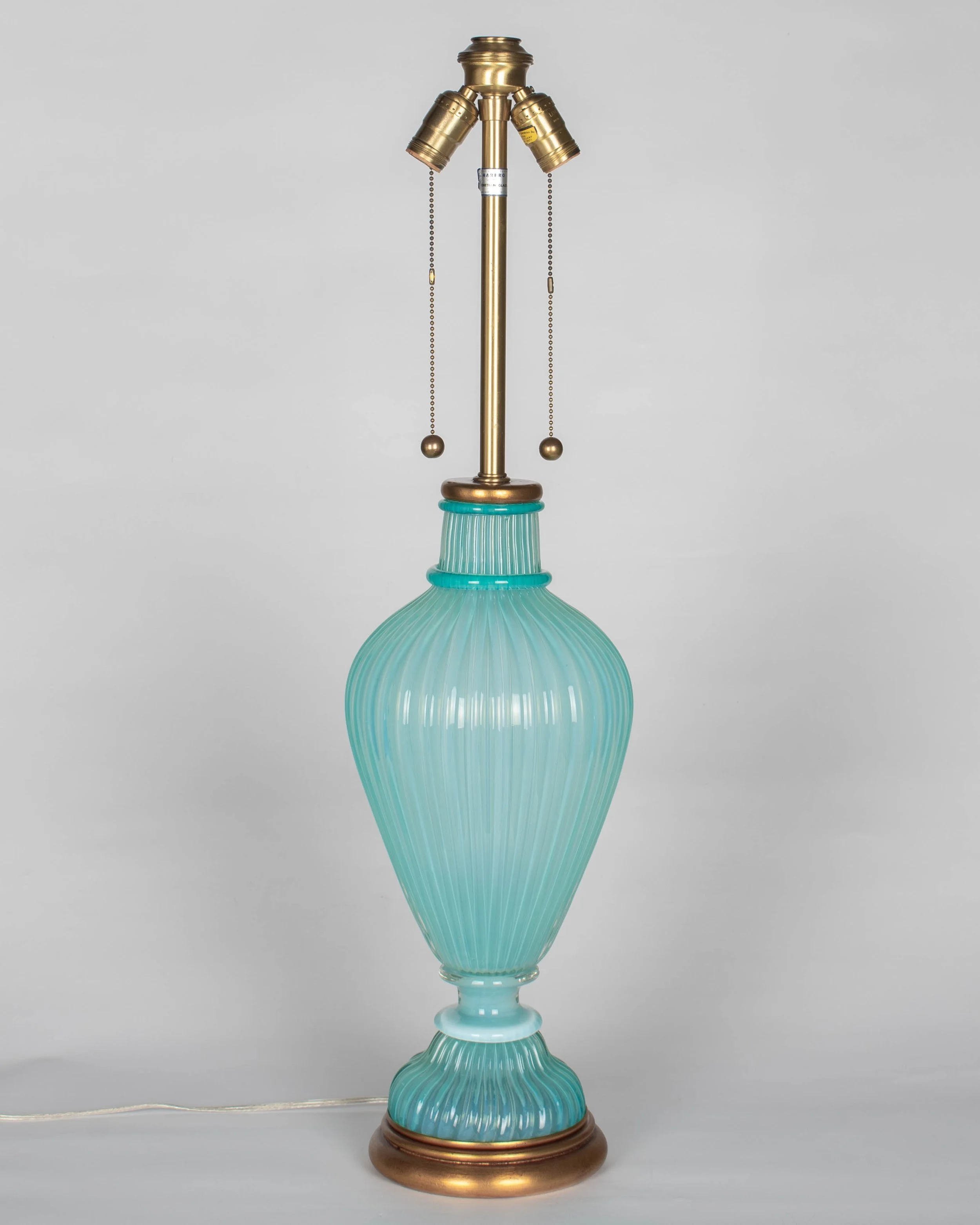 Aqua Blue Murano Glass Lamp by Archimede Seguso for Marbro, Italy 1950s