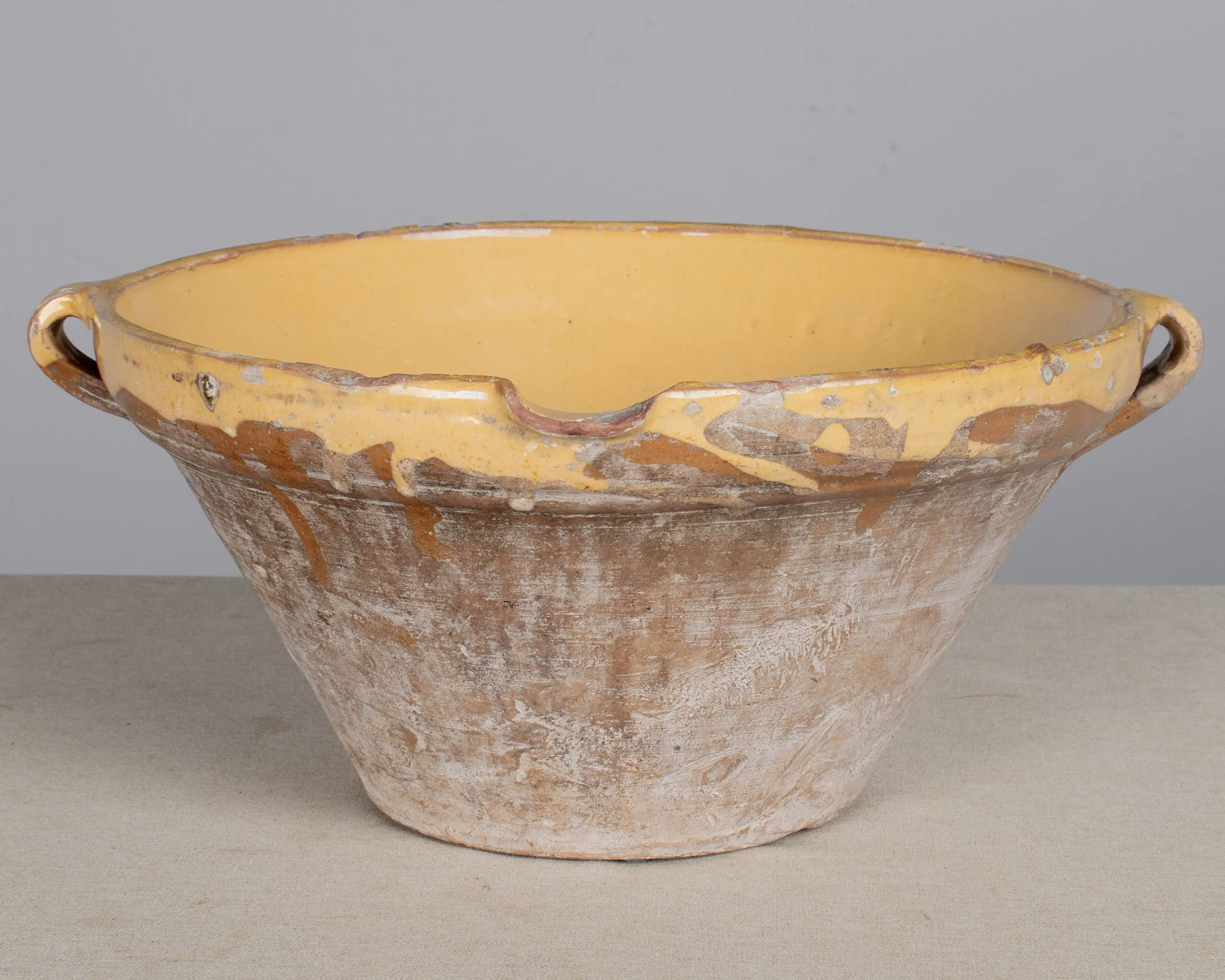 French Yellow Glazed Terracotta Tian or Grésale Bowl