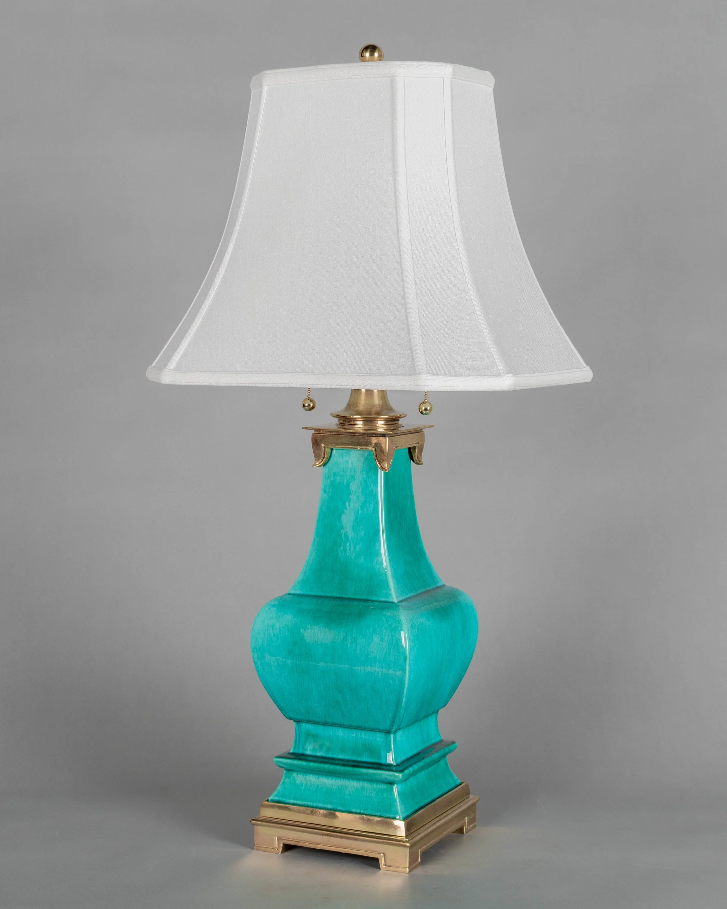 Mid Century Stiffel Ceramic & Brass Pagoda Lamp
