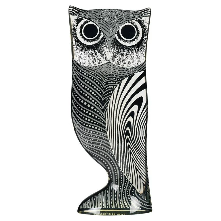 Palatnik Op Art Lucite Large Gray Owl