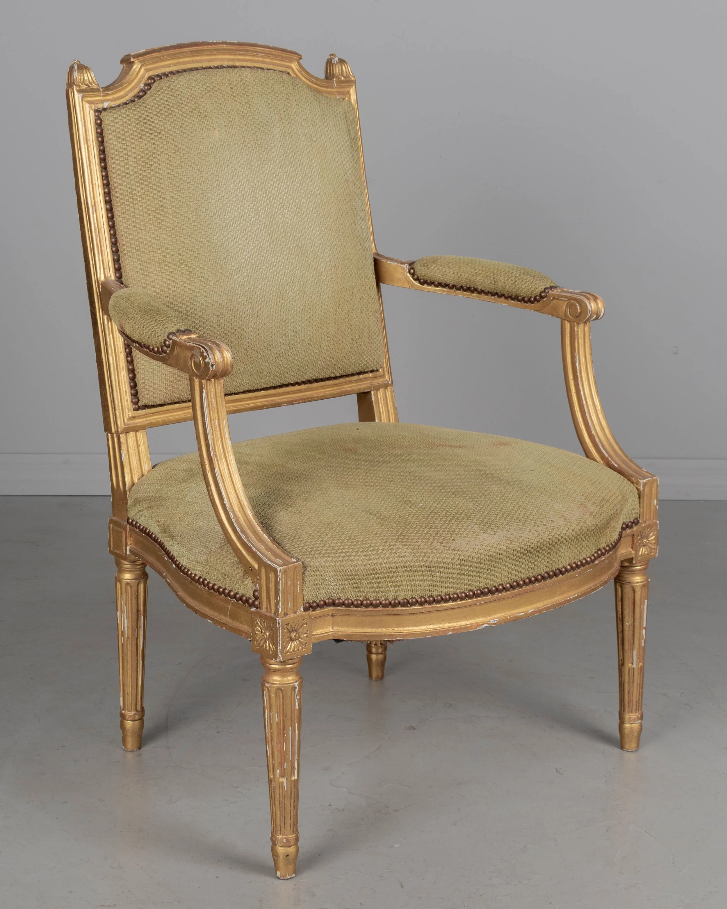 Louis XVI Style French Gilded Fauteuil or Armchair