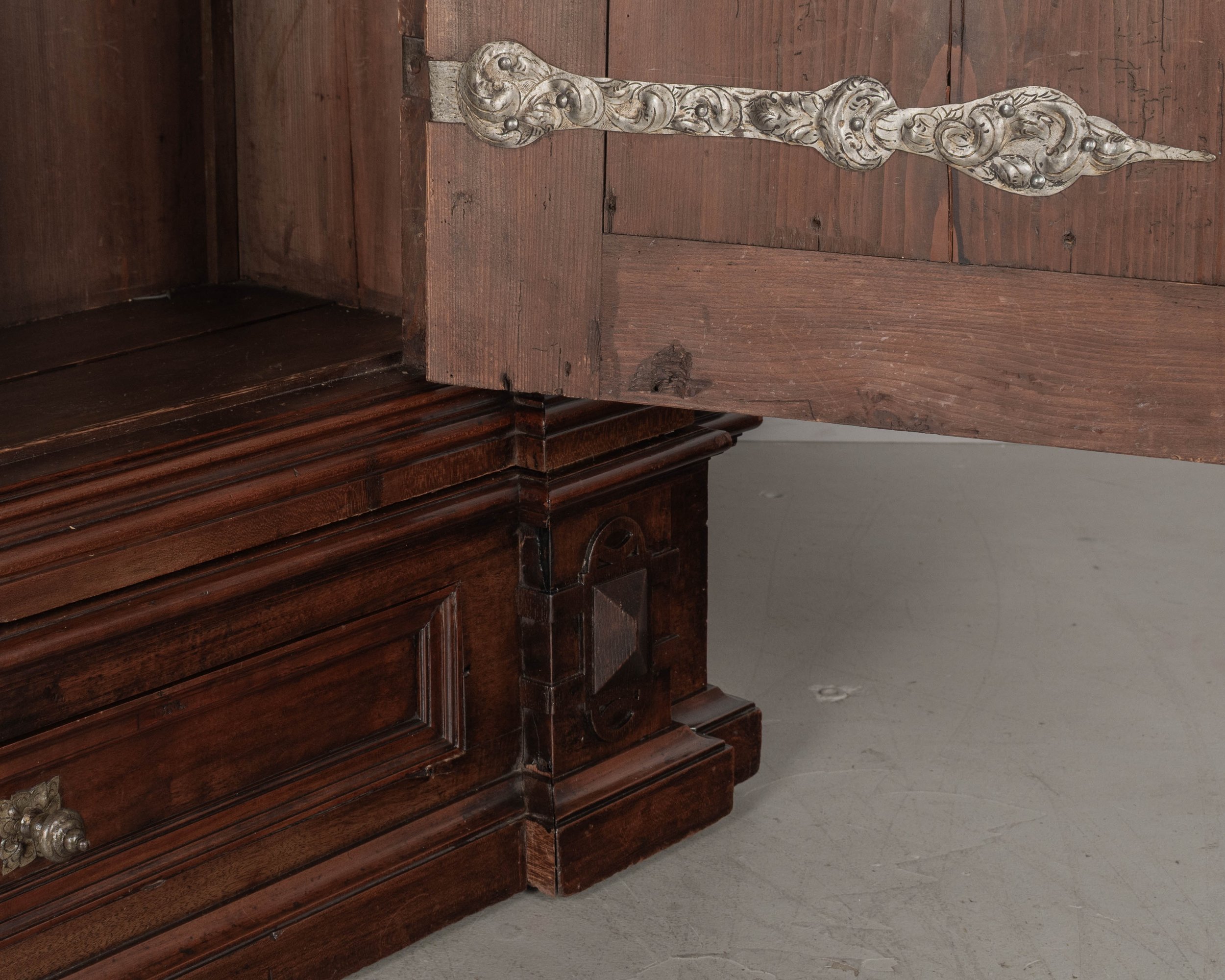 19th Century French Perigord Armoire made of solid walnut and veneers of walnut with pine as a secondary wood.
