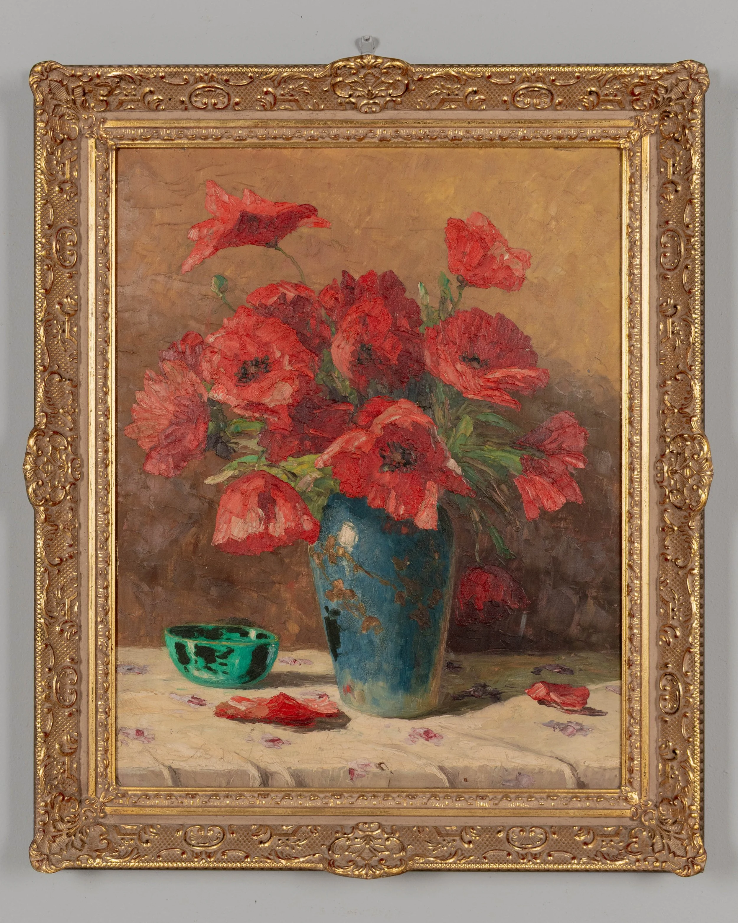 Mid-Century Floral Still Life With Poppies Painting