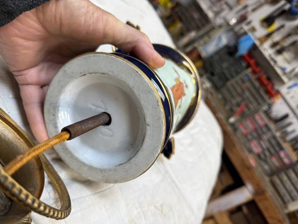 Pair of 19th Century French Vieux Paris Porcelain Lamps