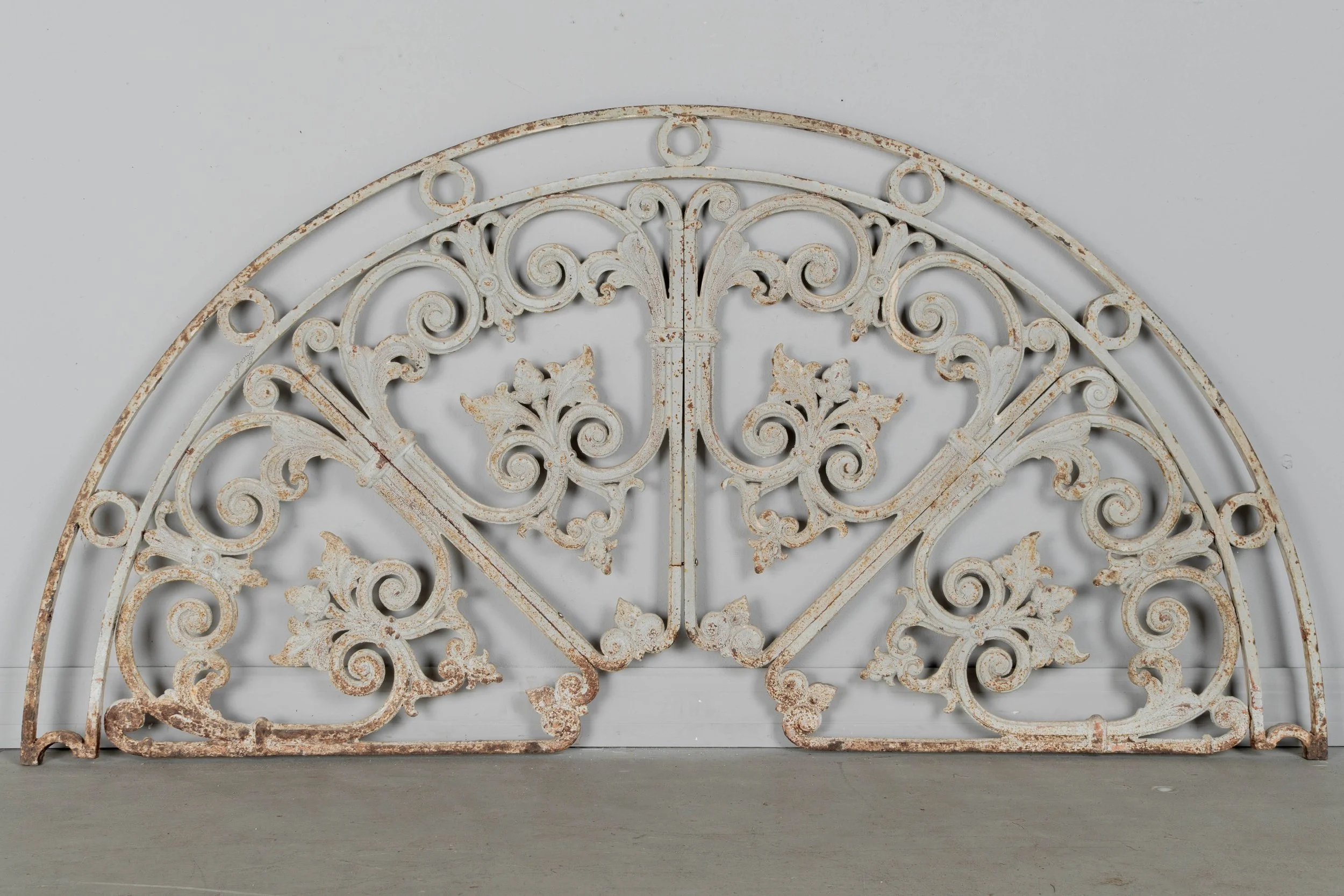 19th Century French Cast Iron Demilune Grille