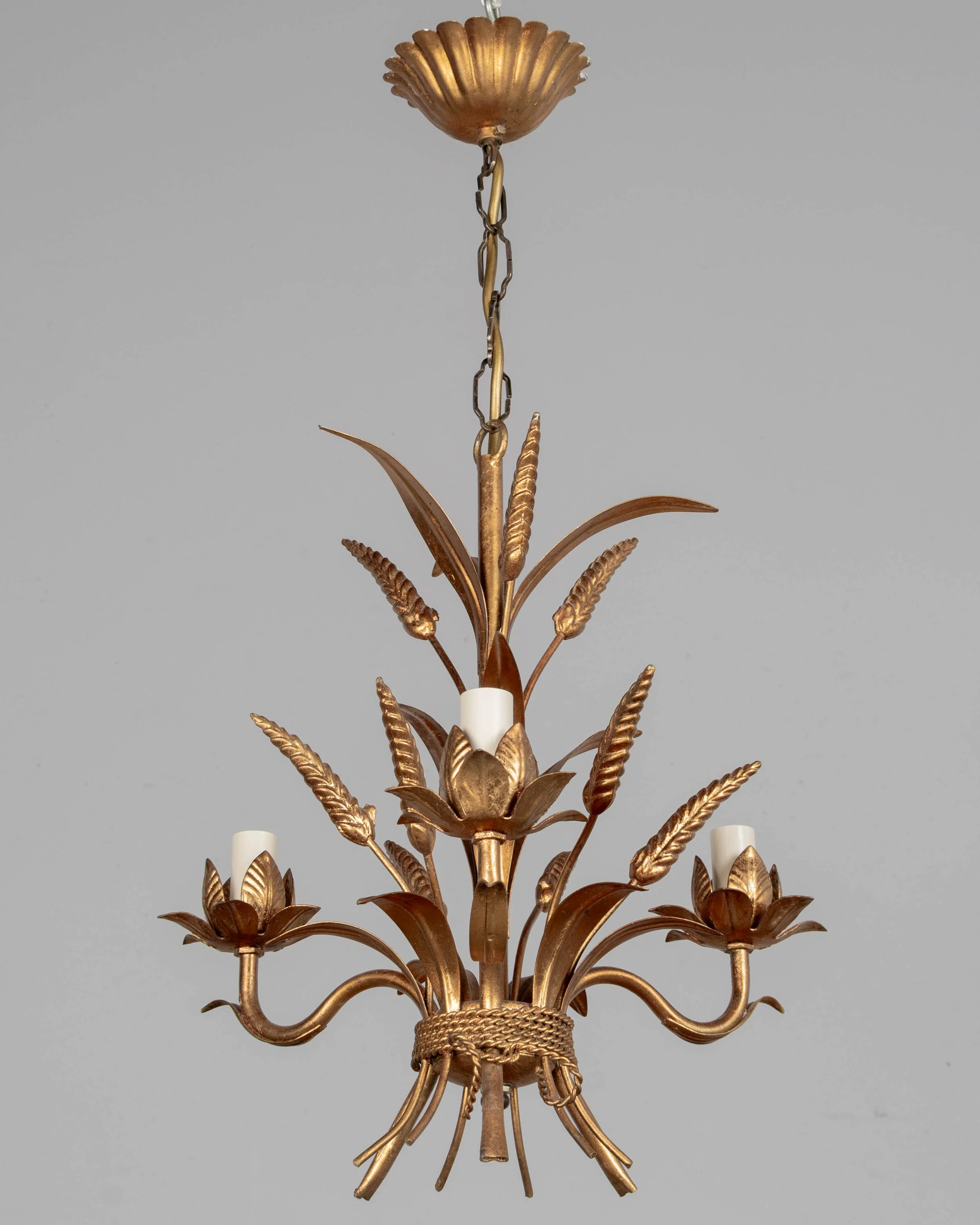 Vintage Italian Gilded Metal Chandelier by Hans Kögl,