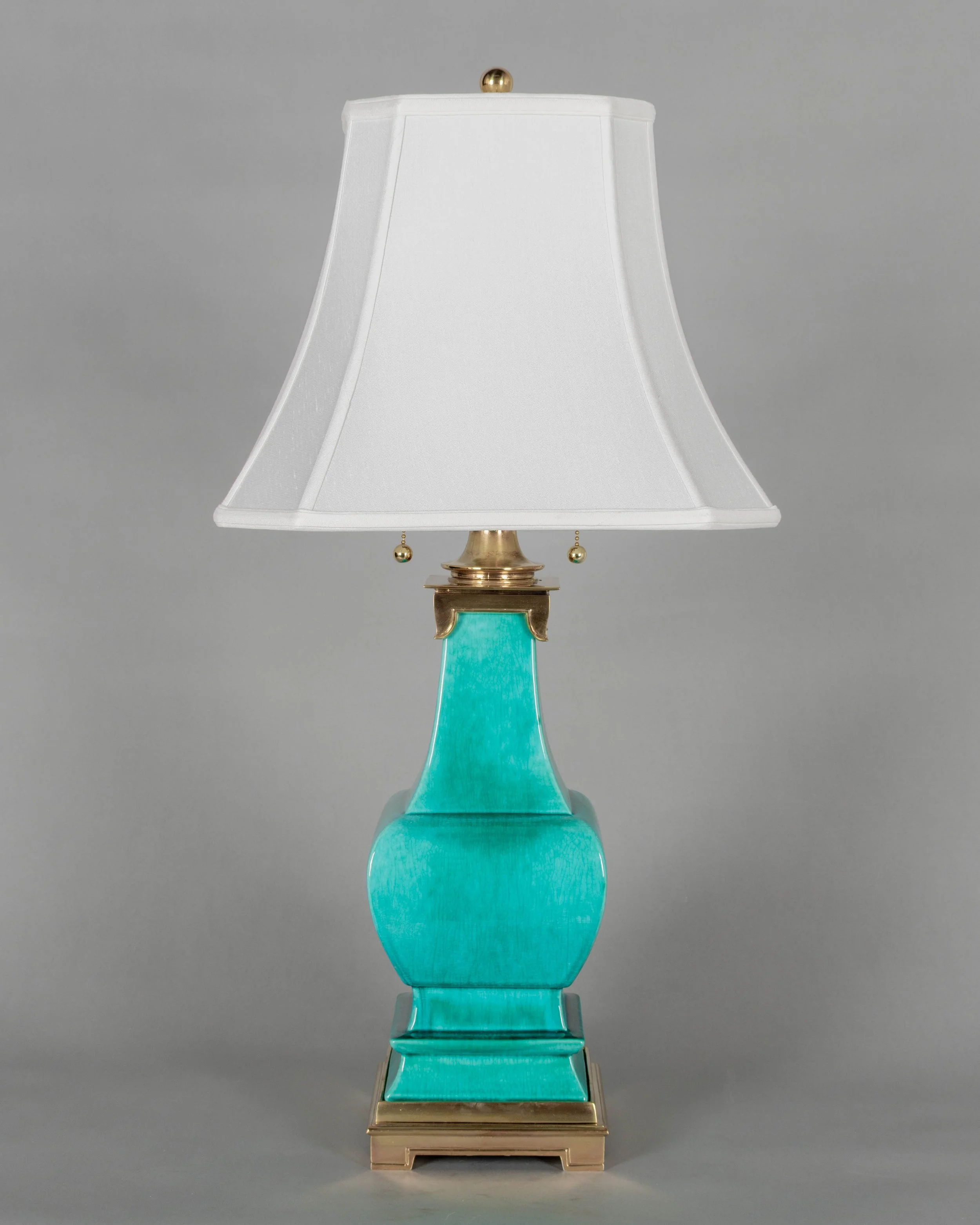 Mid Century Stiffel Ceramic & Brass Pagoda Lamp
