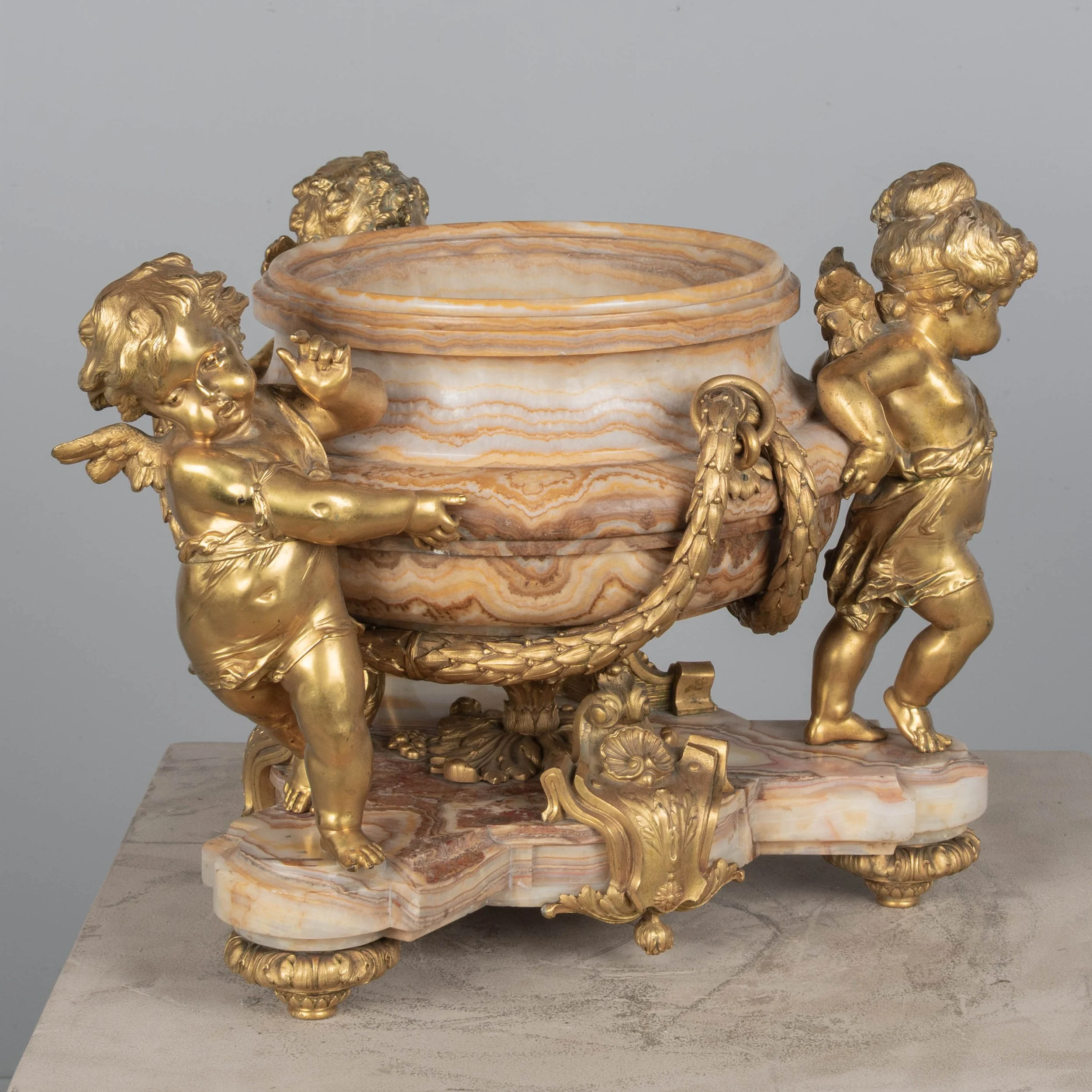 H. Journet & Cie 19th Century French Ormolu Bronze & Oynx Centerpiece