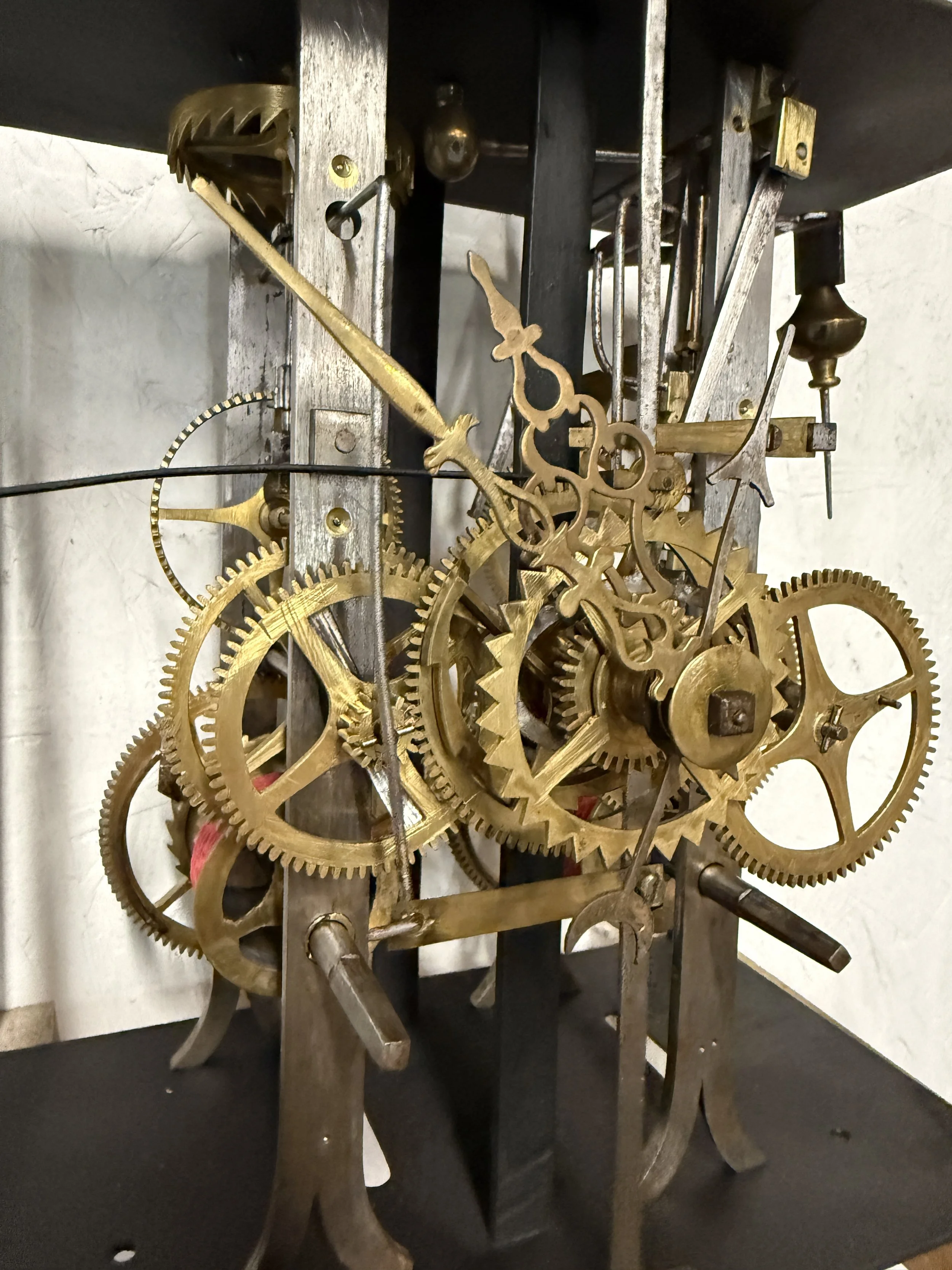 A late 19th century Morbier works for a tall case clock.