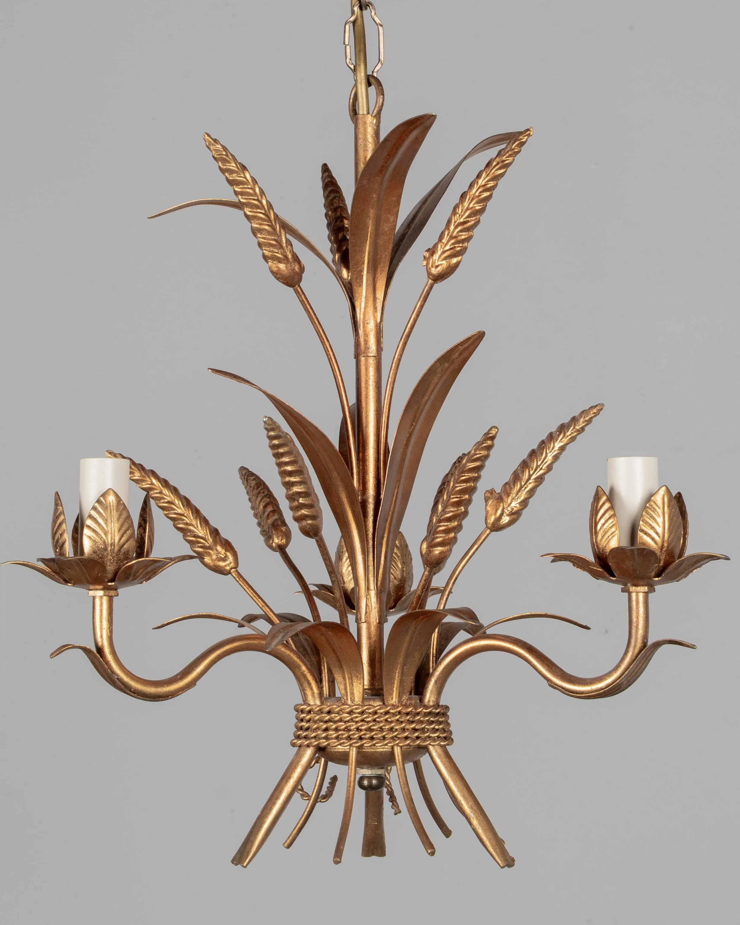 Vintage Italian Gilded Metal Chandelier by Hans Kögl,