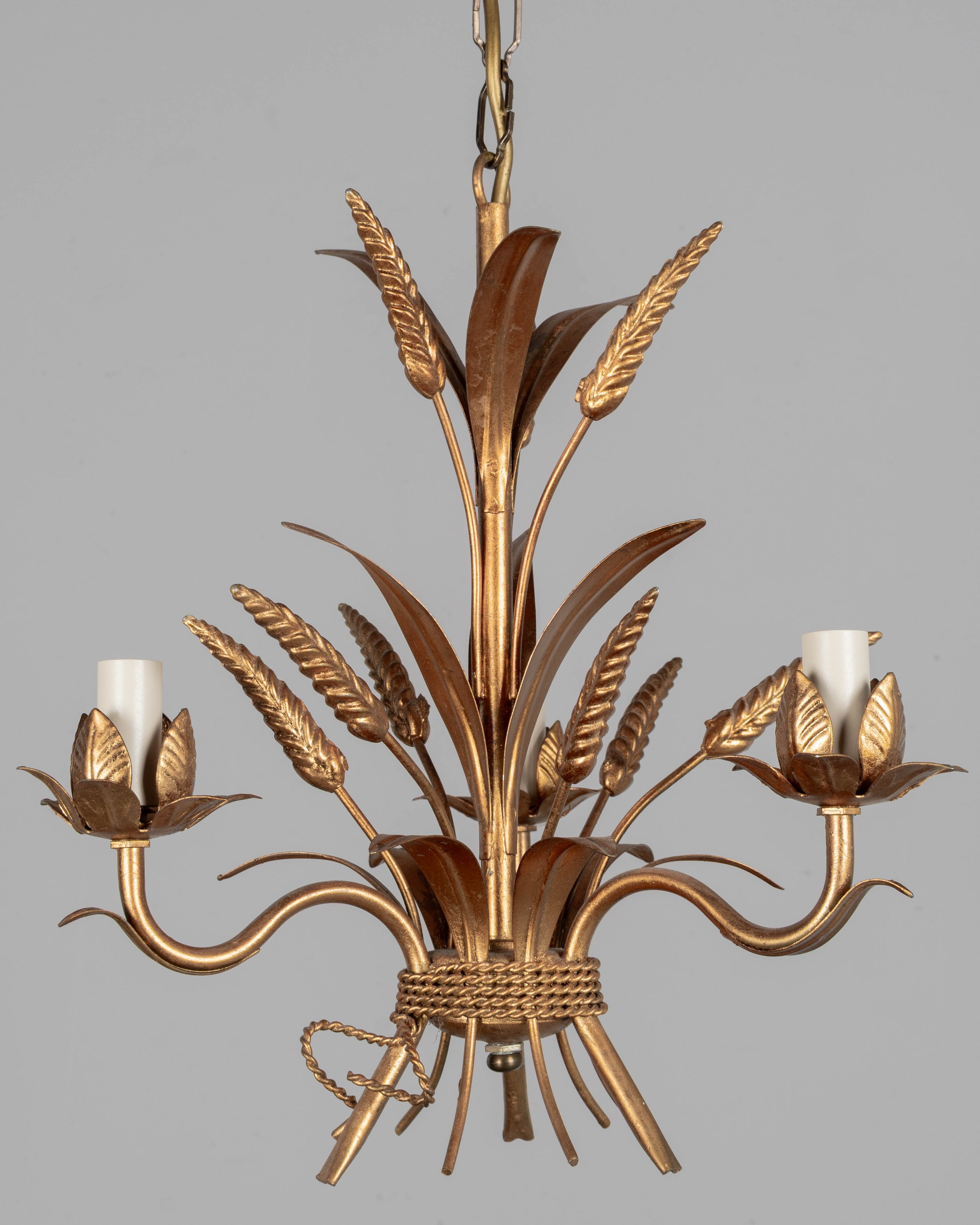 Vintage Italian Gilded Metal Chandelier by Hans Kögl,