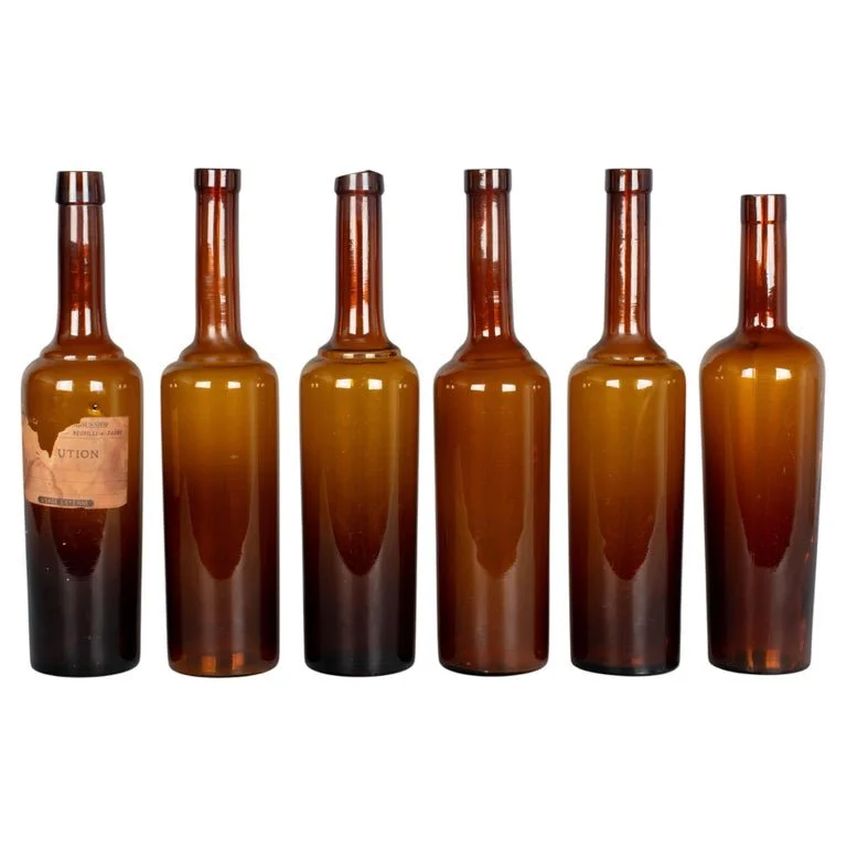 French Amber Glass Medicine Bottles