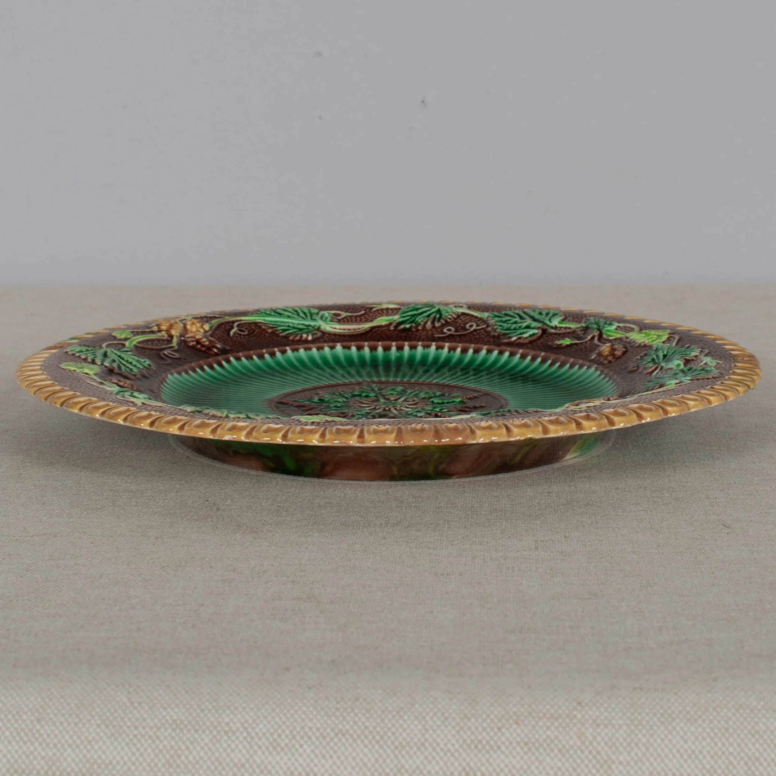 George Jones Majolica Plate, Grapevine Pattern, English, Circa 1865
