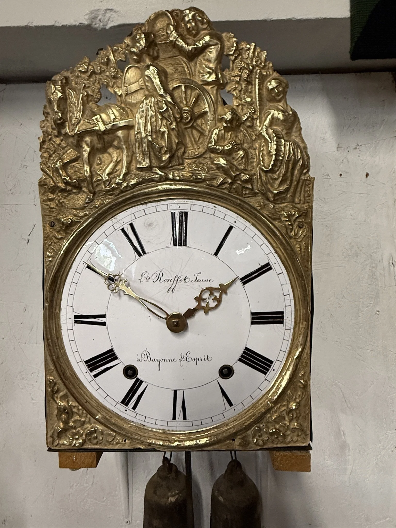 19th c. French Morbier Clock or Comtoise Mouvement