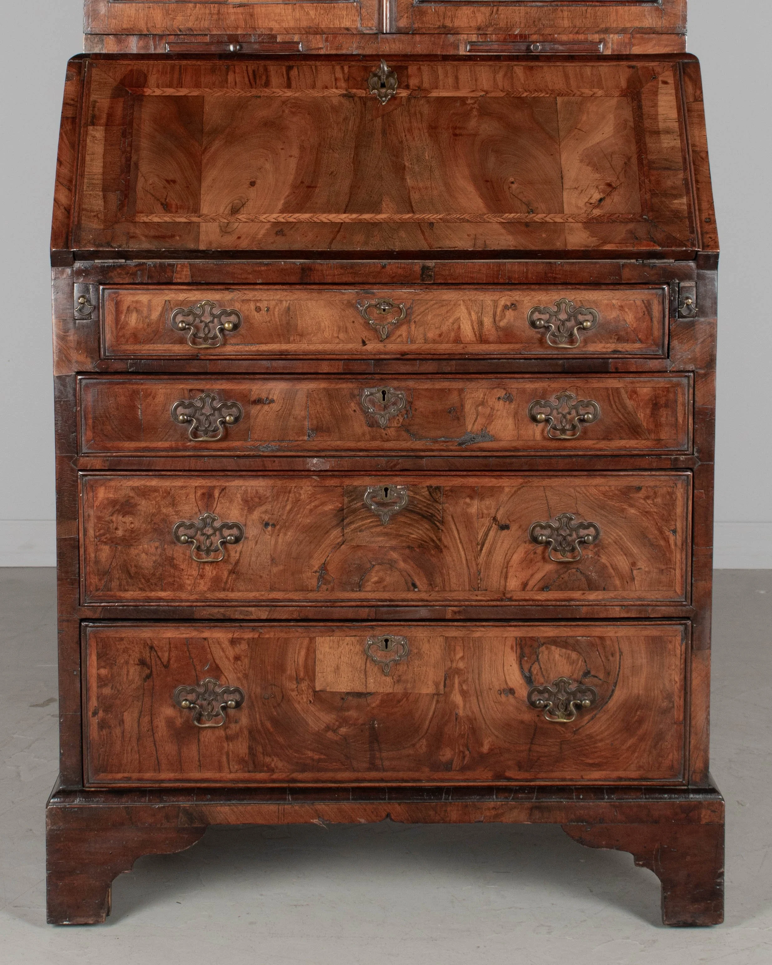 18th Century English Walnut Bureau Bookcase, or Secretary Desk
