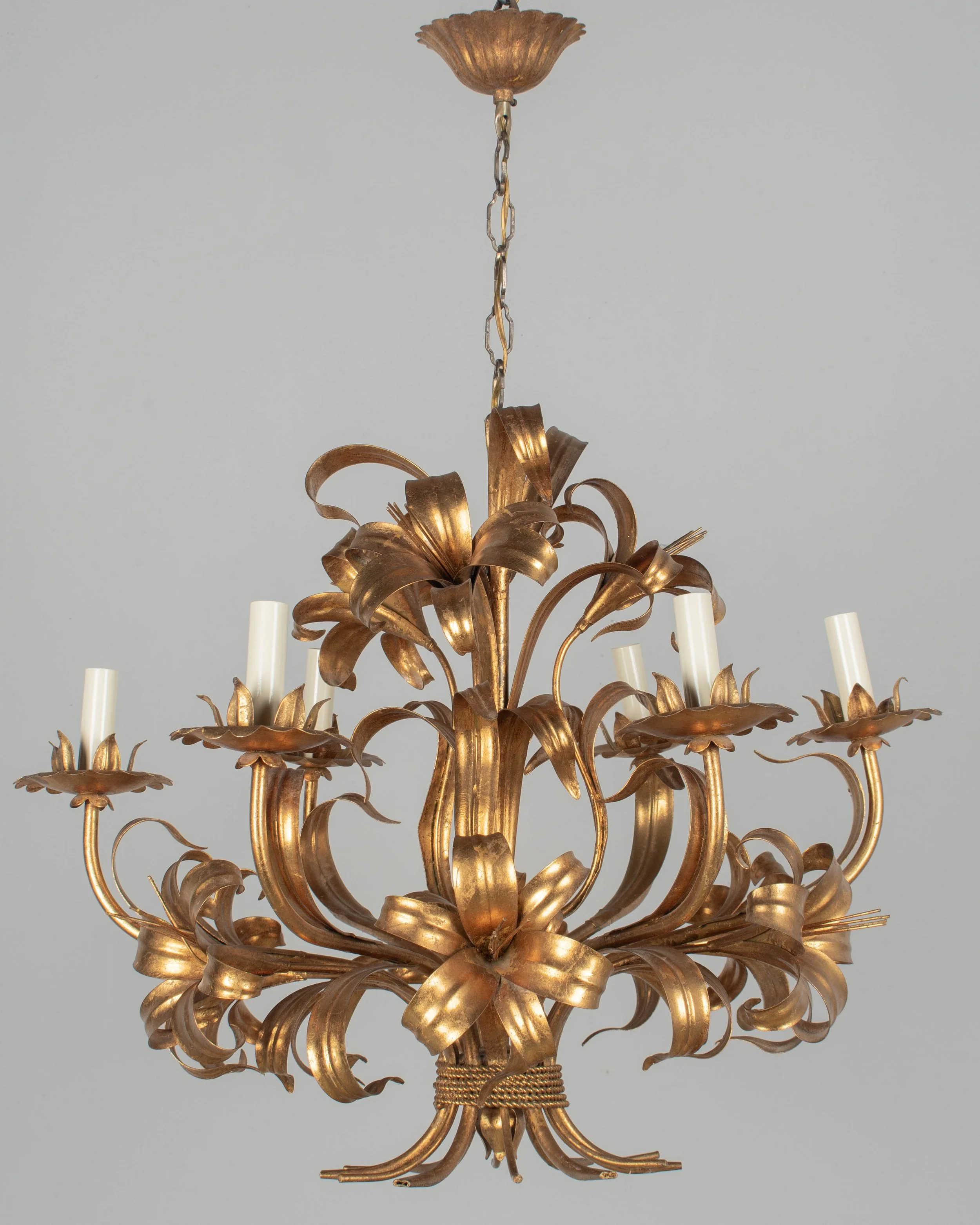 Italian Gilt Tôle Chandelier Six Lights
