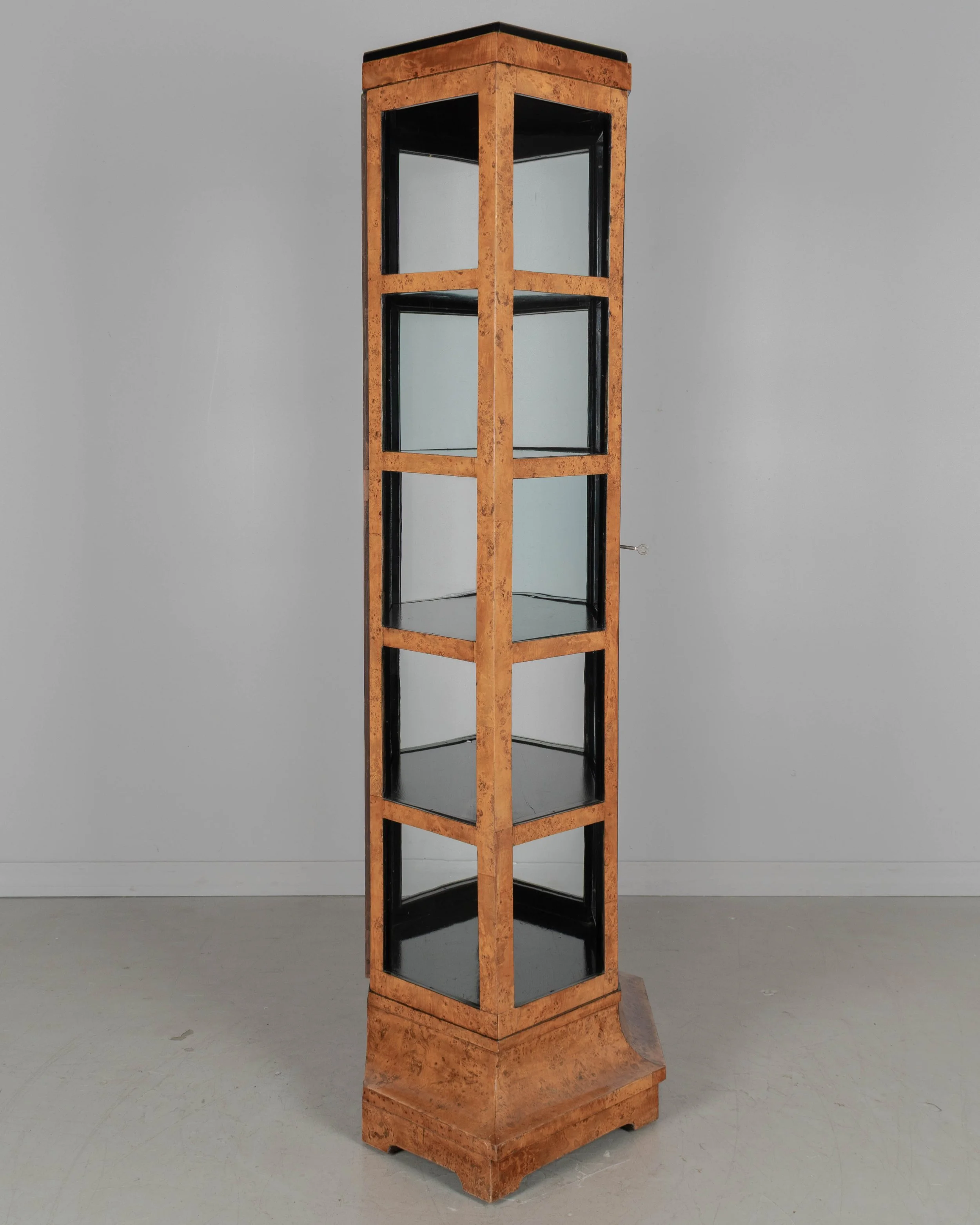 Biedermeier Hexagonal Vitrine, Elm Wood & Glass, g