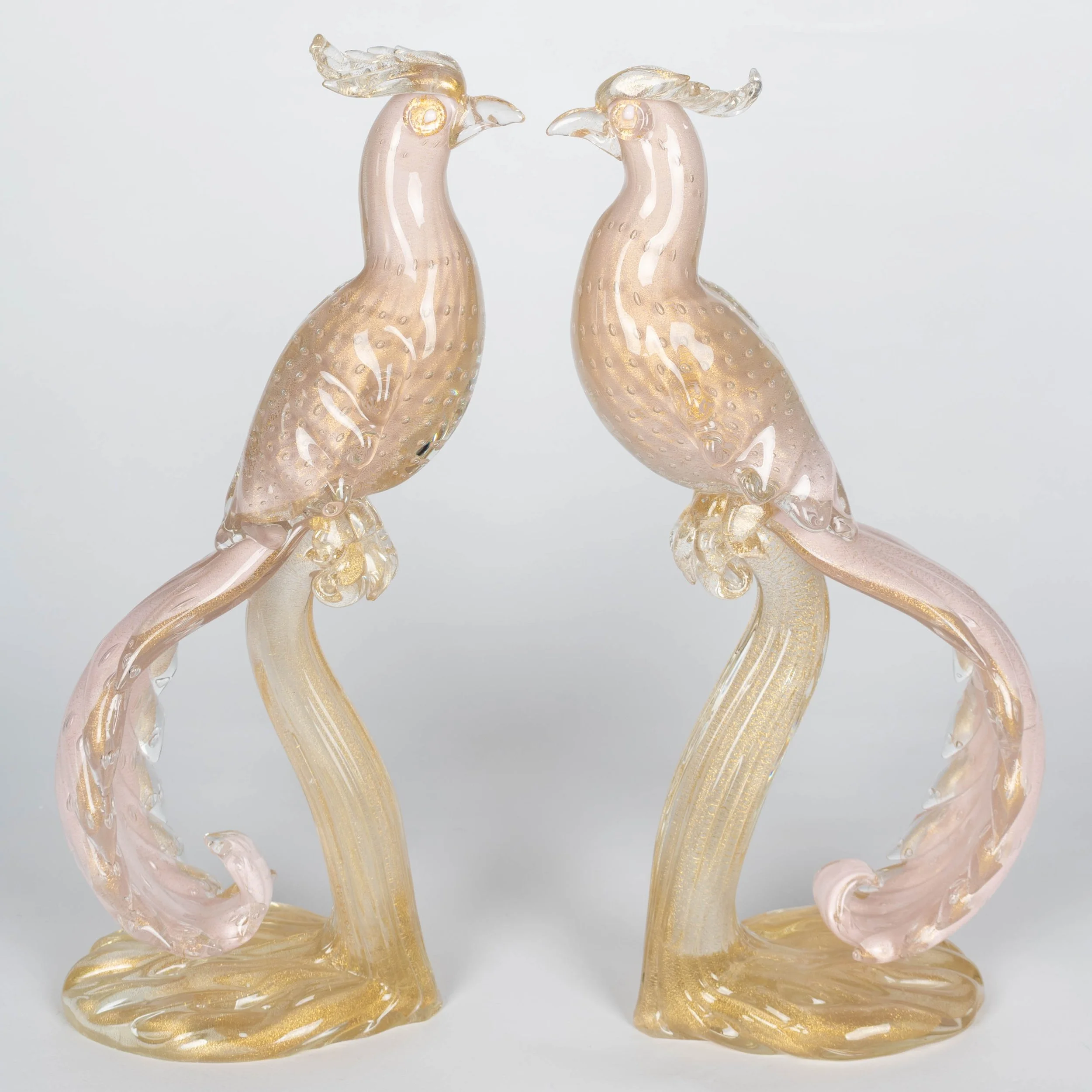 Pair of Murano Glass Barbini Birds of Paradise