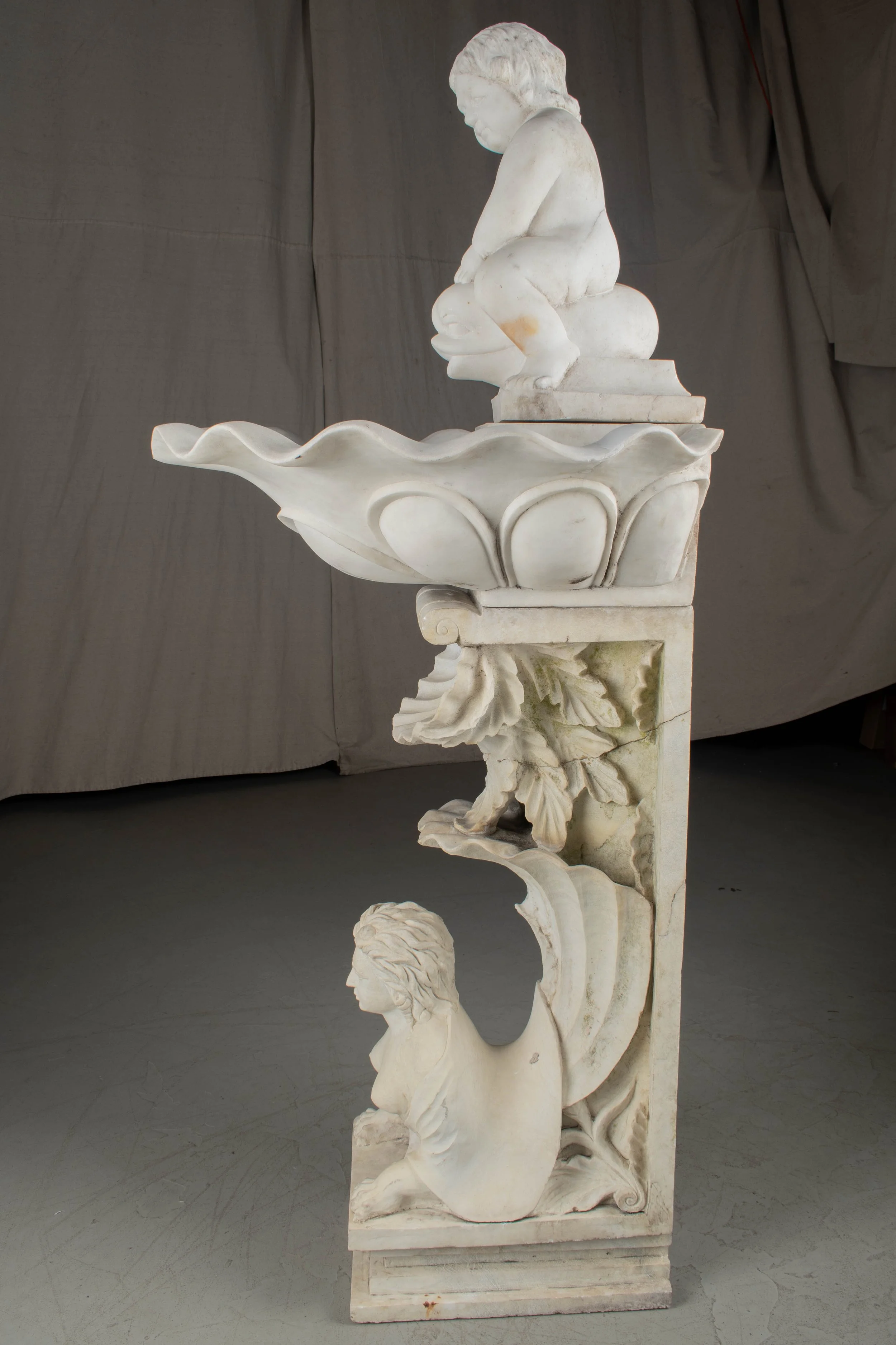 Italian White Marble Birdbath or Garden Sculpture