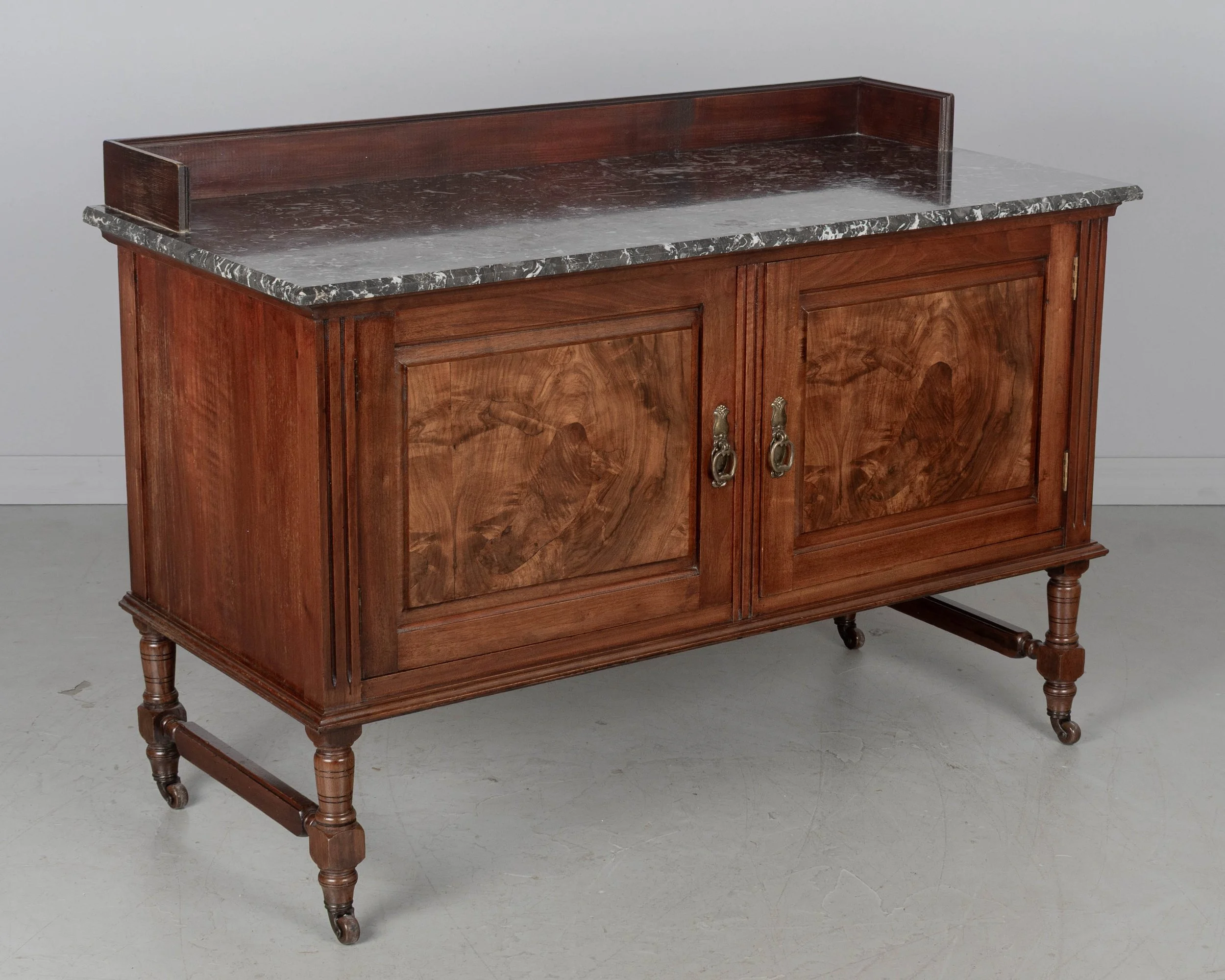 19th Century English Marble Top Walnut Sideboard by P. E. Gane