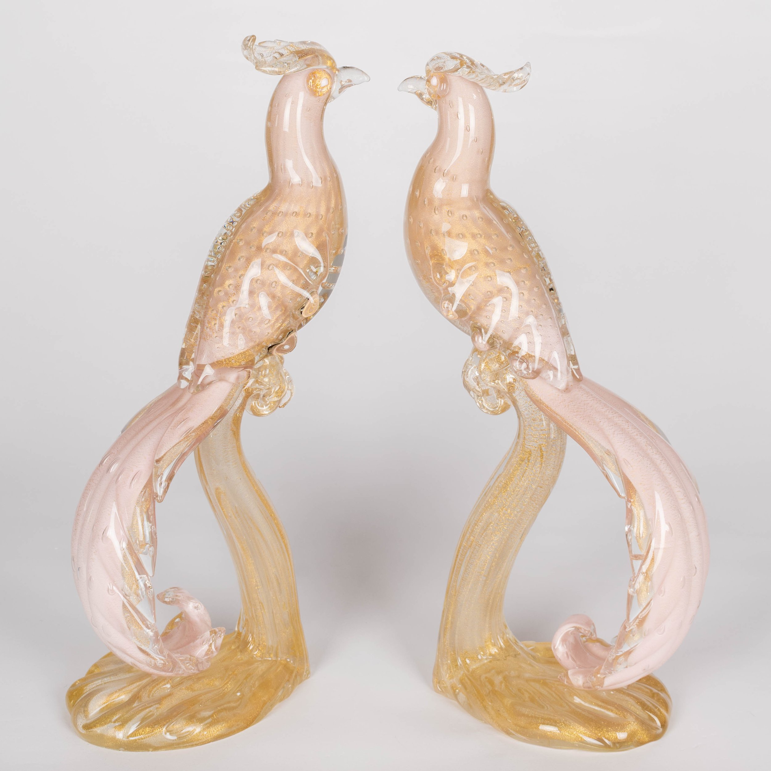 Pair of Murano Glass Barbini Birds of Paradise