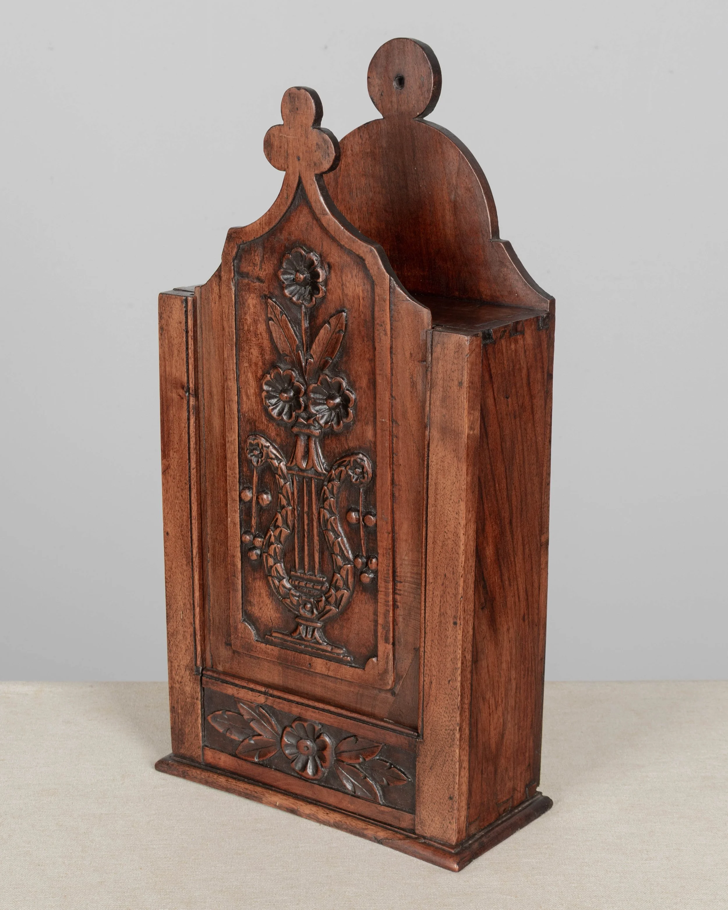 19th Century French Fariniere Box, Hand-Carved Walnut, Circa 1850
