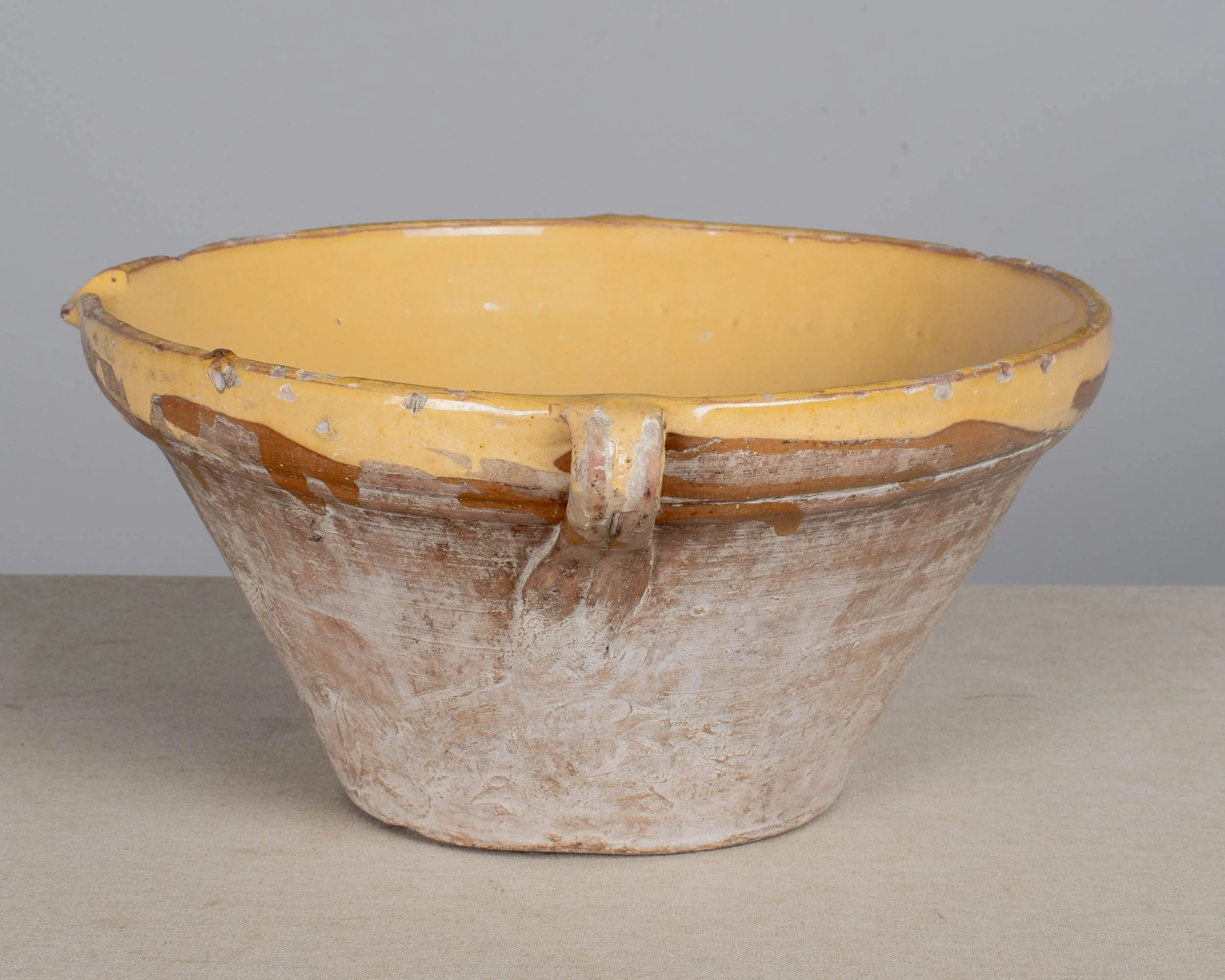 French Yellow Glazed Terracotta Tian or Grésale Bowl
