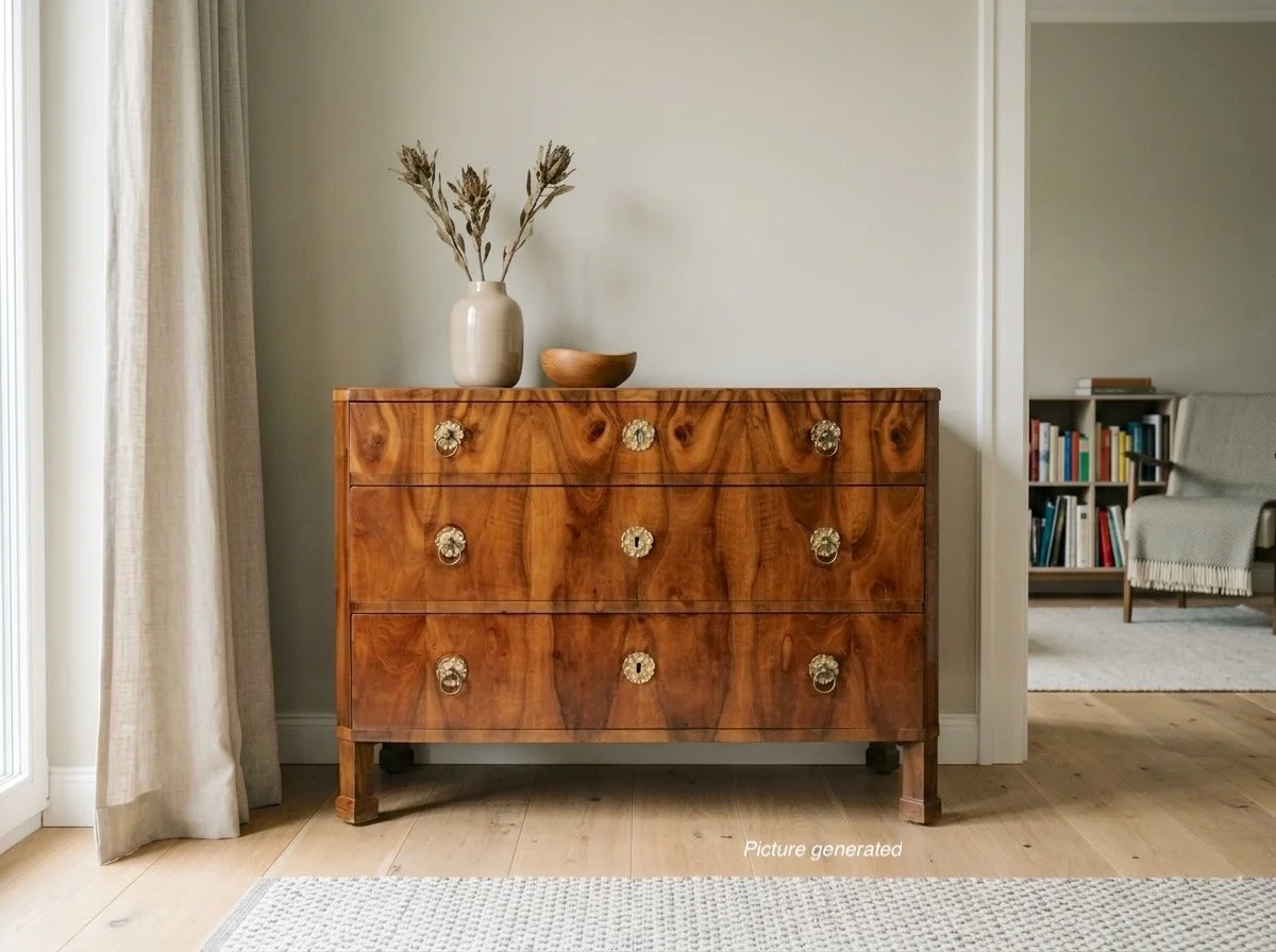 19th Century Biedermeier Commode, Veneer of Walnut