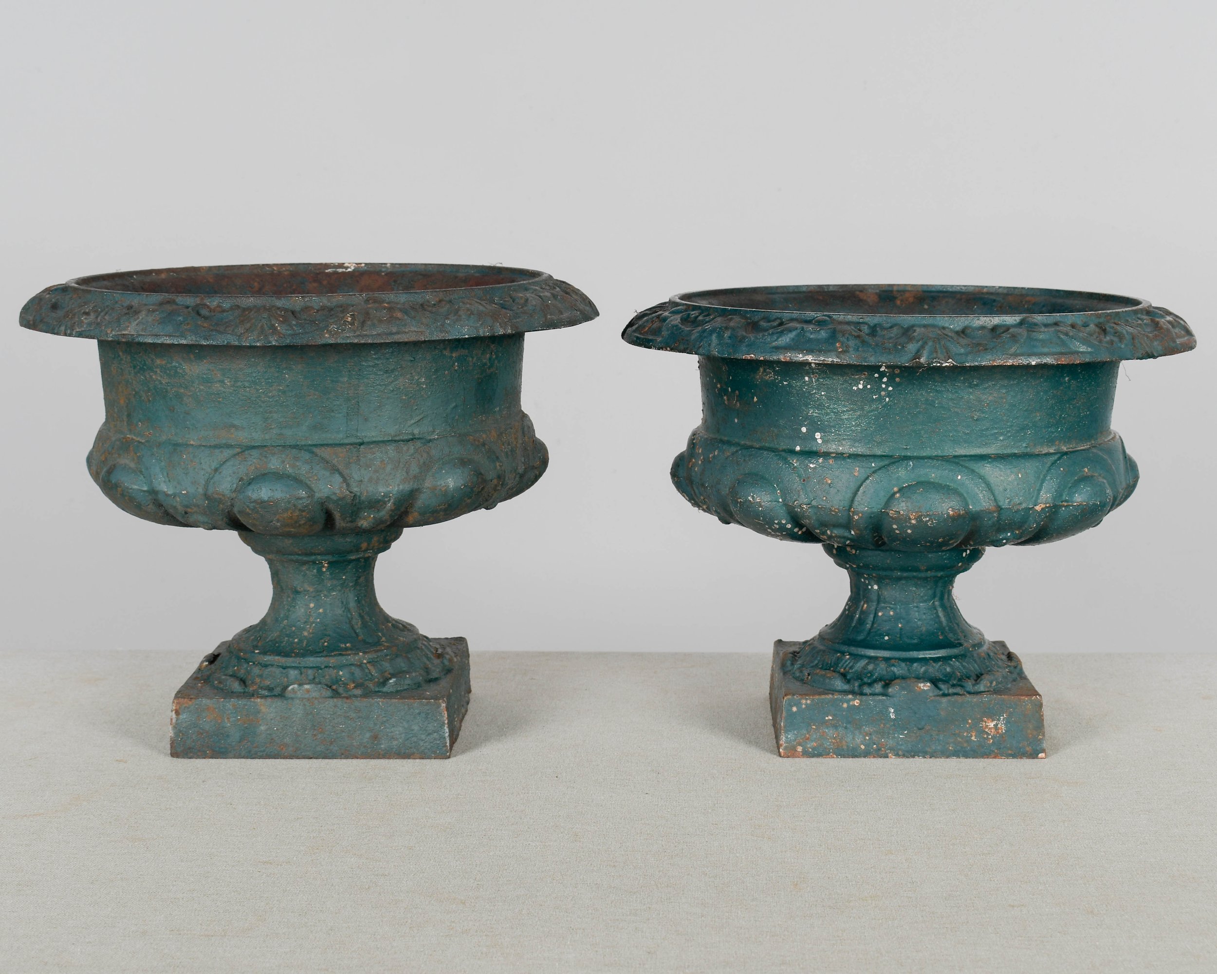 Pair of 19th Century French Cast Iron Garden Urns