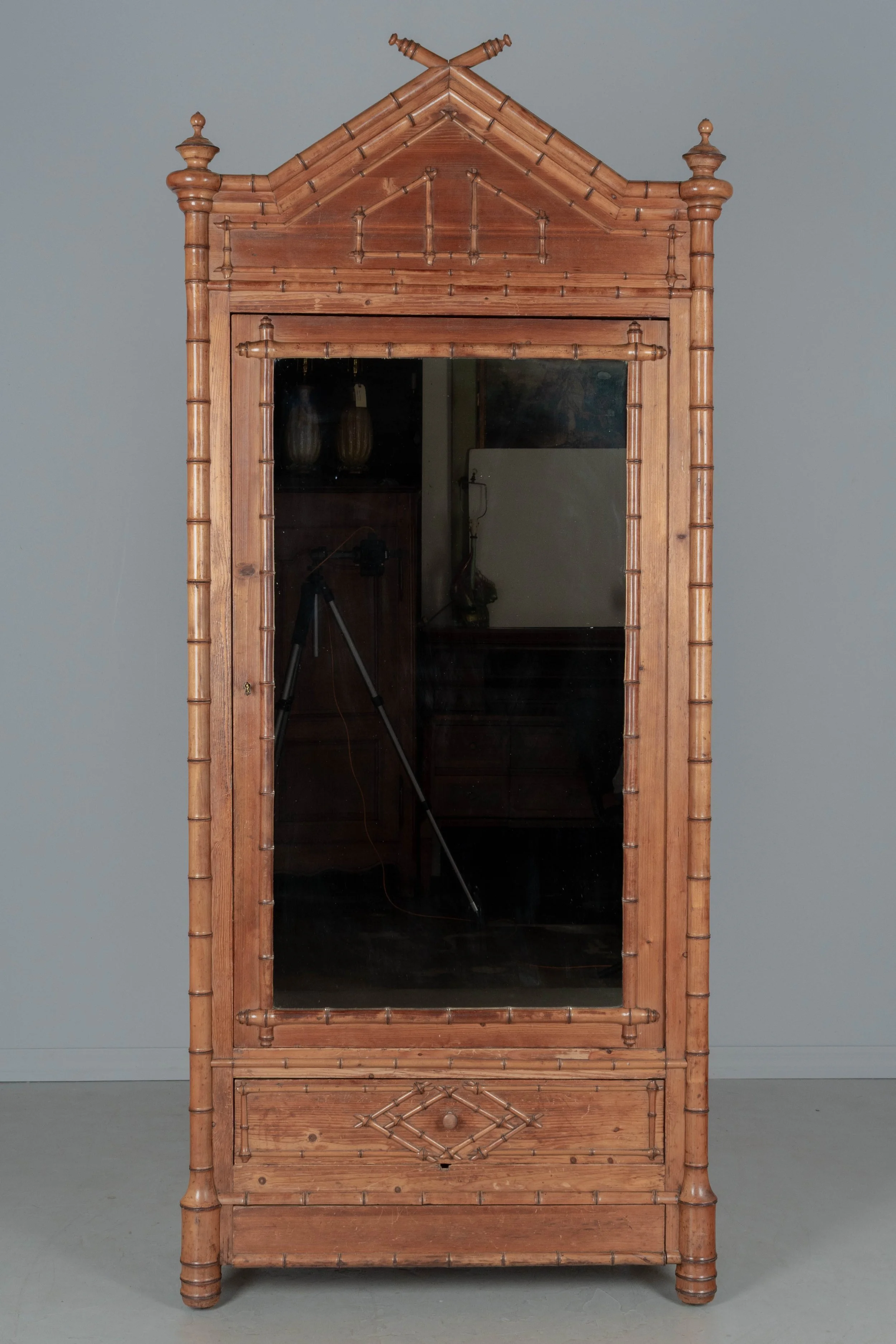 French Faux Bamboo Armoire or Wardrobe