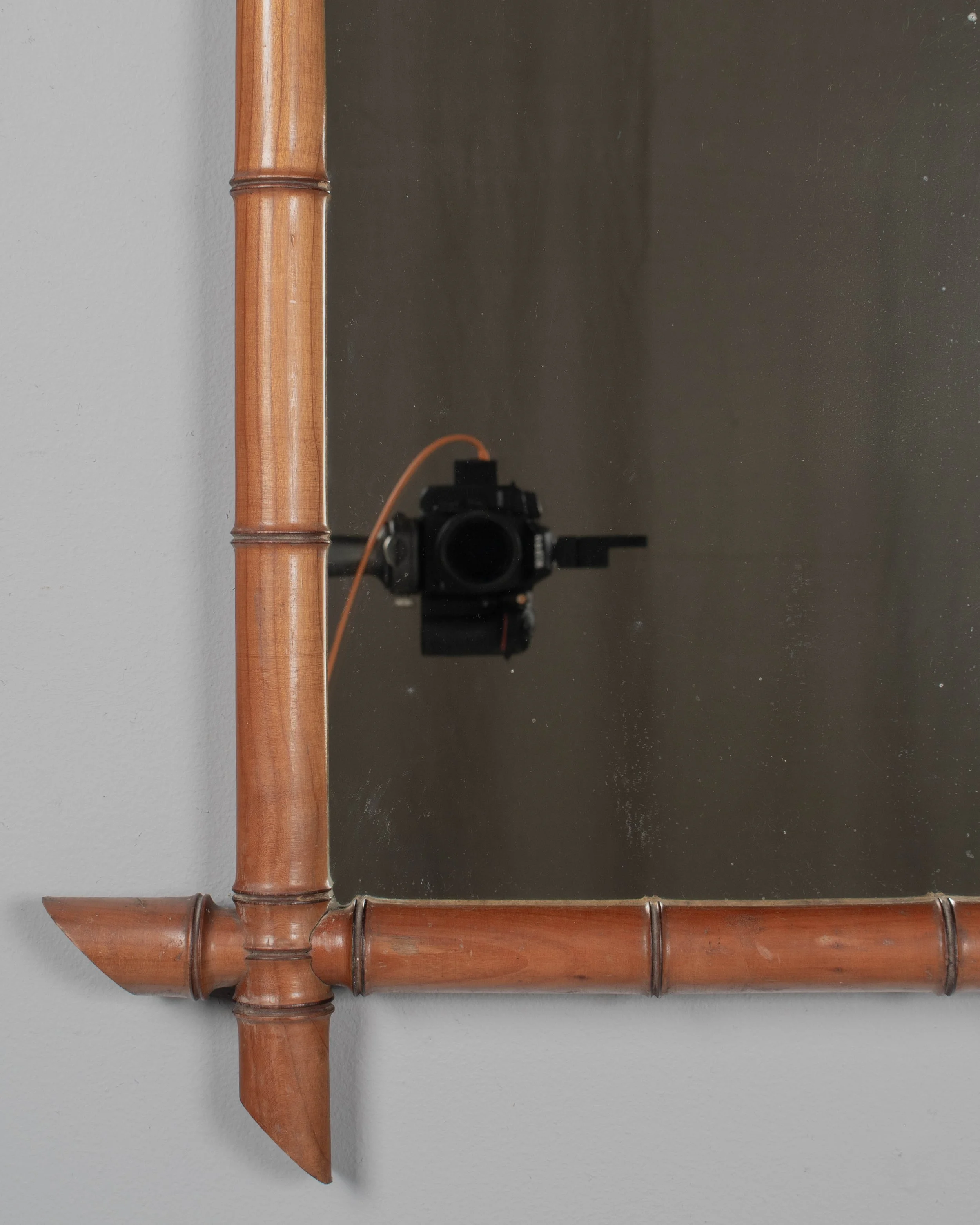 French Faux Bamboo Cherry Wood Mirror