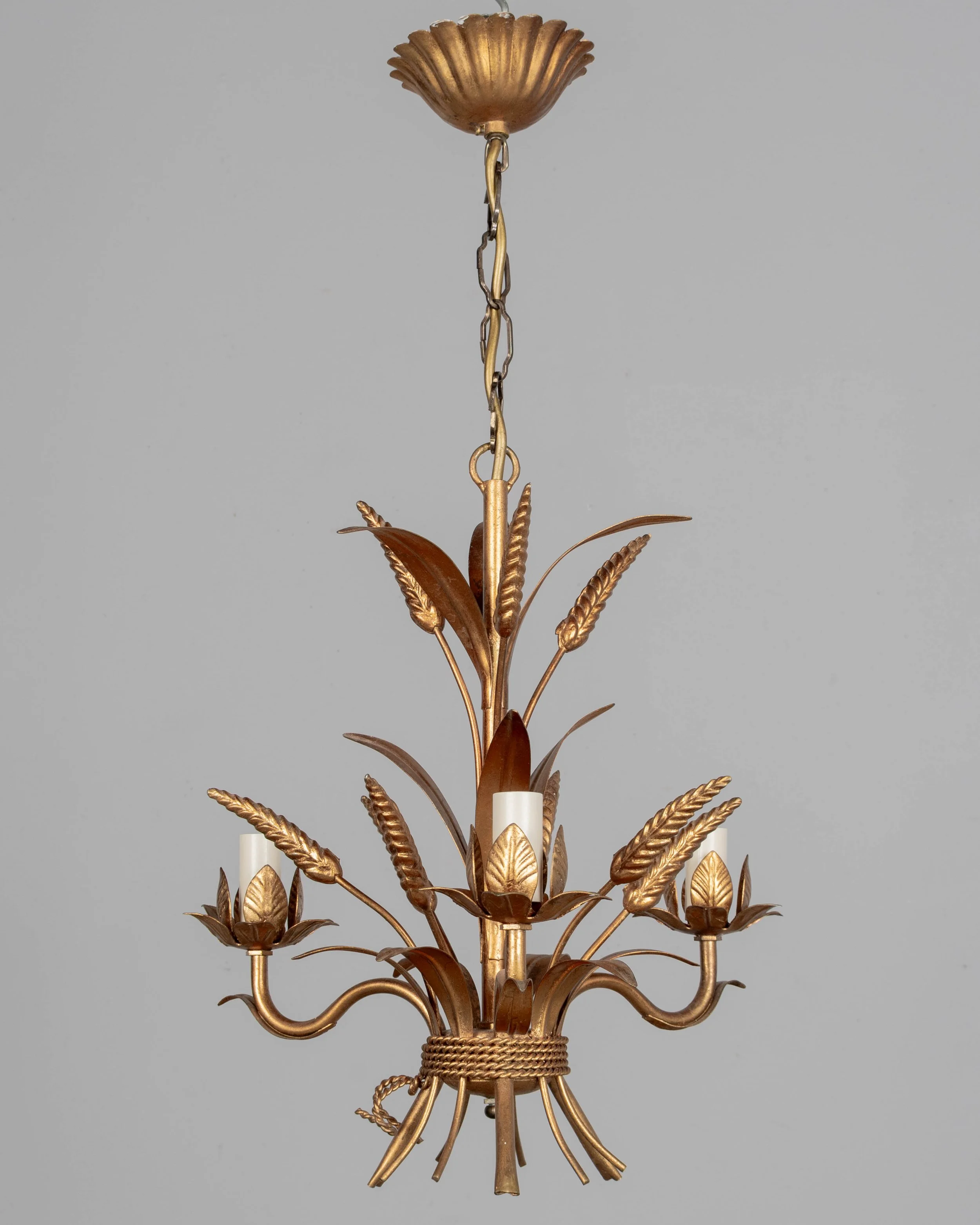 Vintage Italian Gilded Metal Chandelier by Hans Kögl,