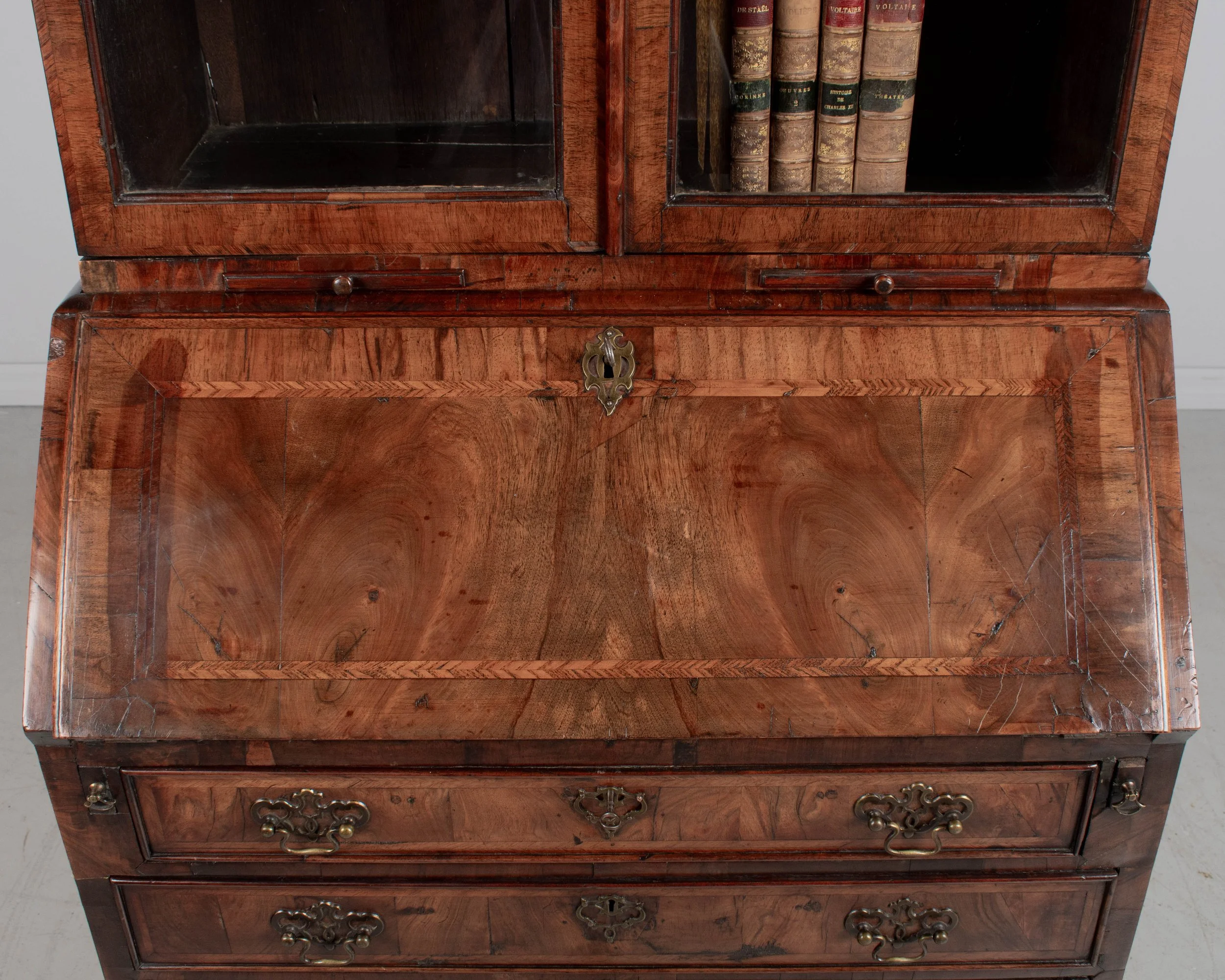 18th Century English Walnut Bureau Bookcase, or Secretary Desk