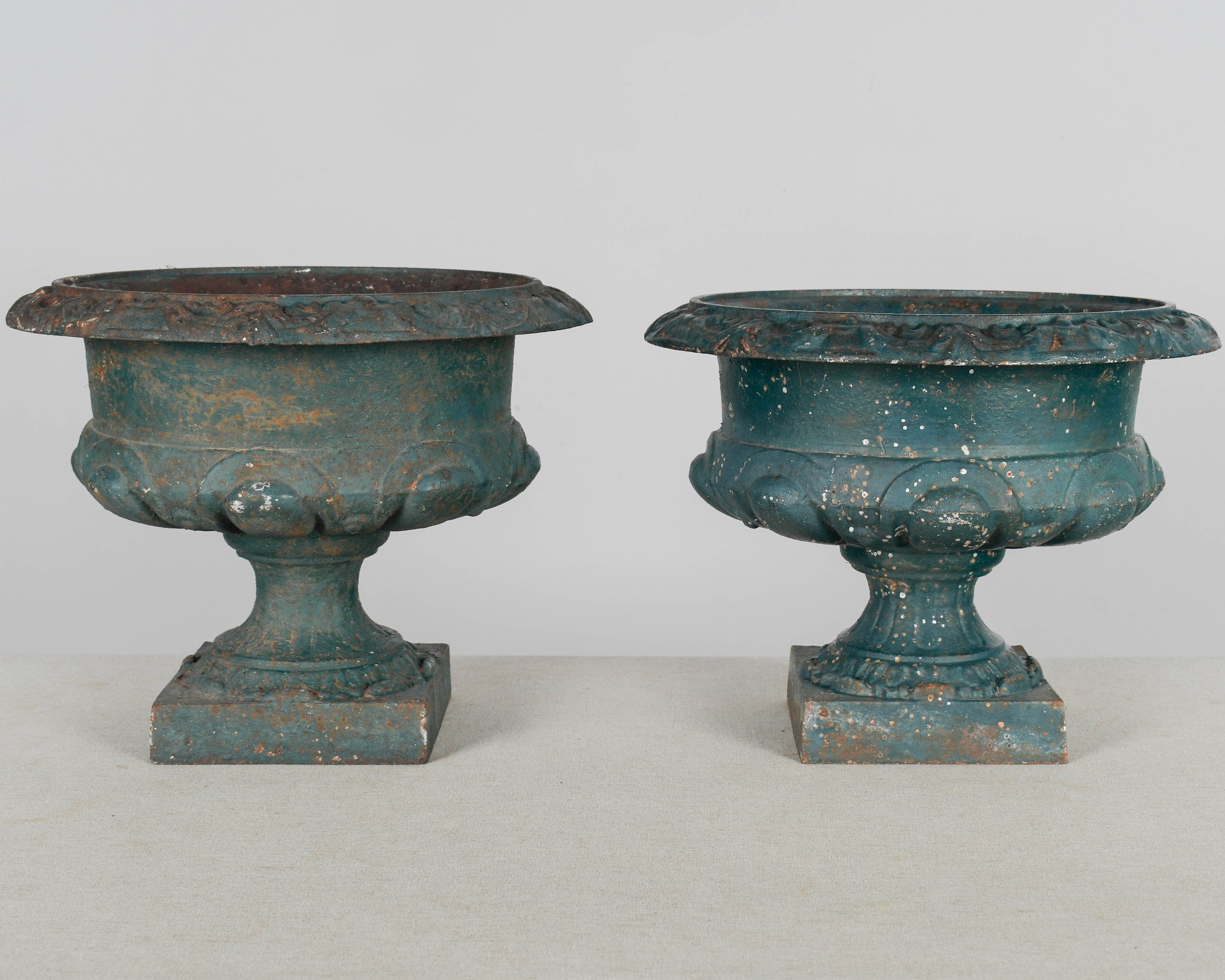 Pair of 19th Century French Cast Iron Garden Urns