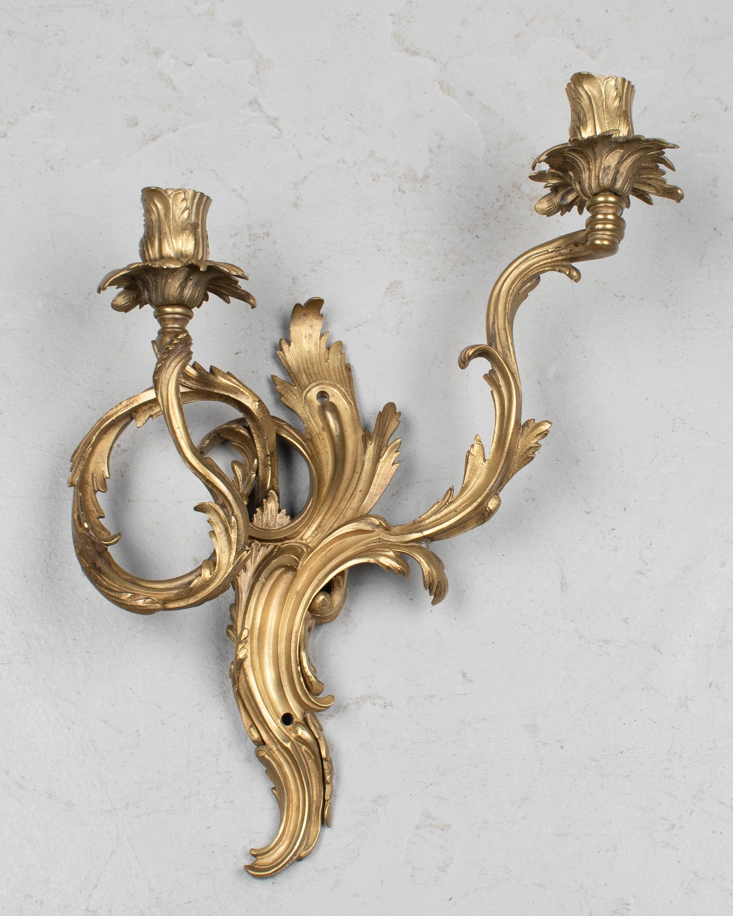 Pair of Louis XV Style French Bronze Candle Sconces