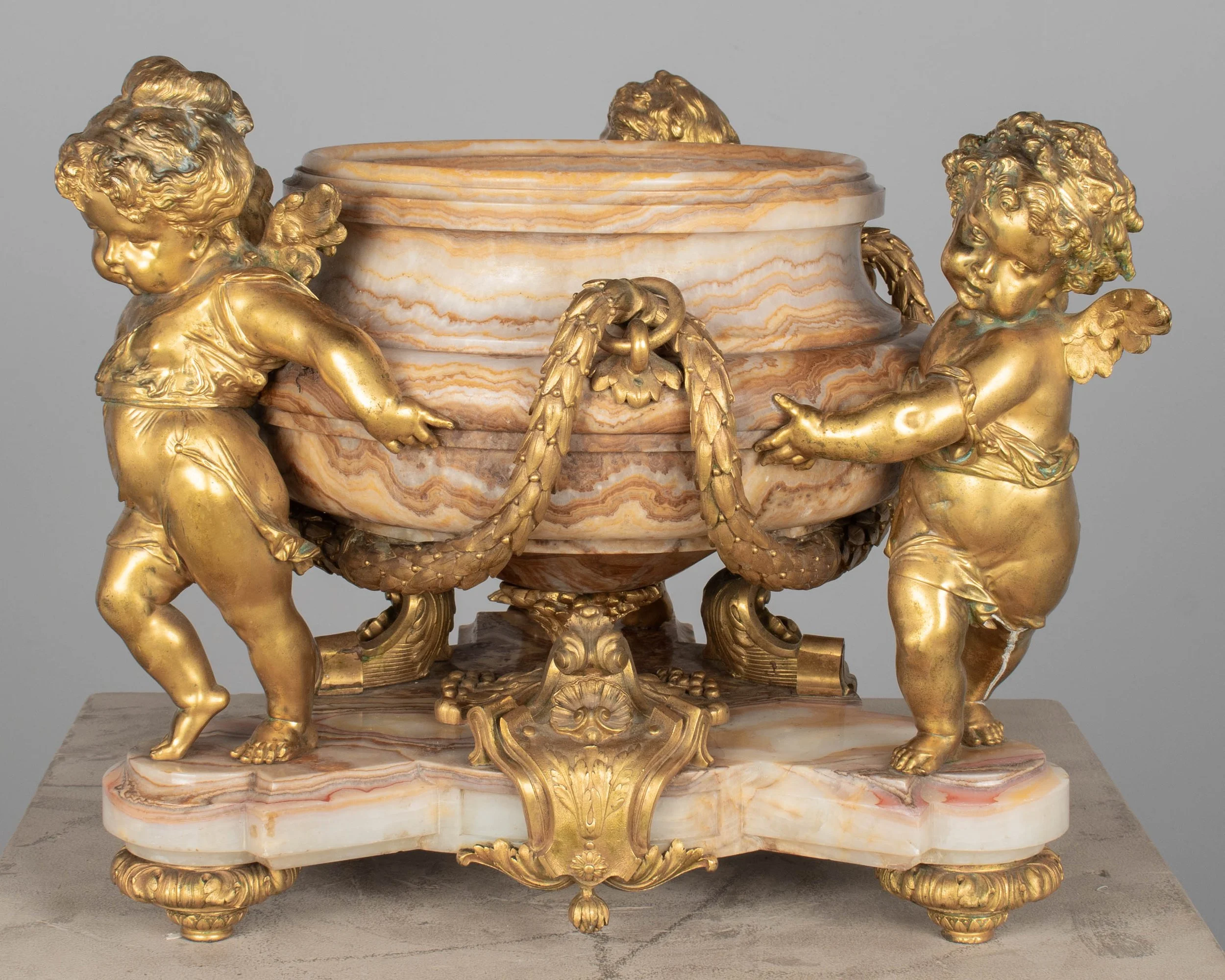 H. Journet & Cie 19th Century French Ormolu Bronze & Oynx Centerpiece