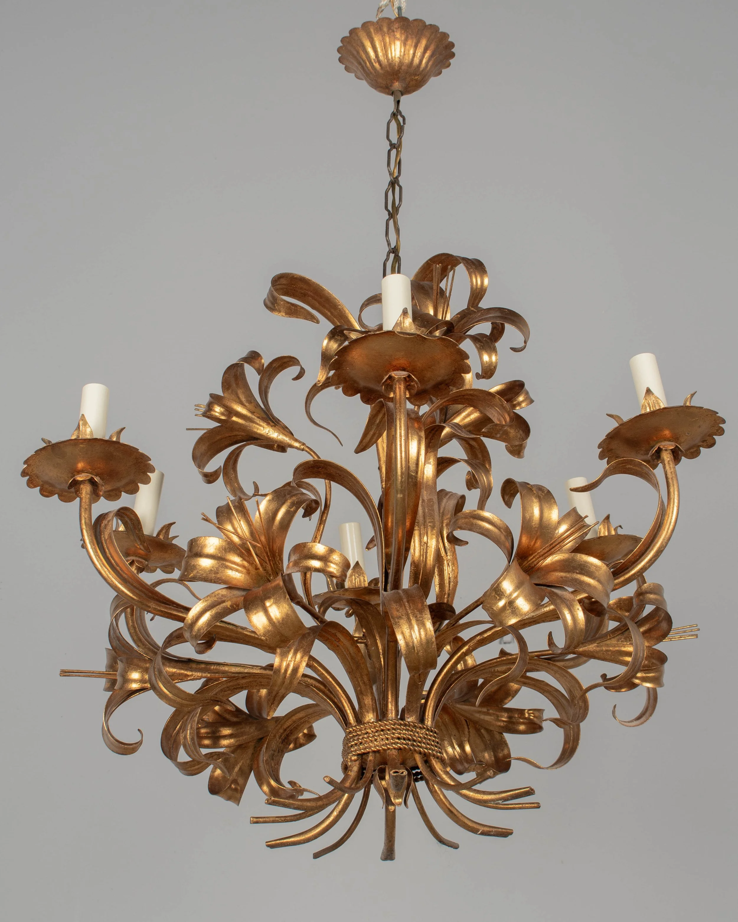 Italian Gilt Tôle Chandelier Six Lights