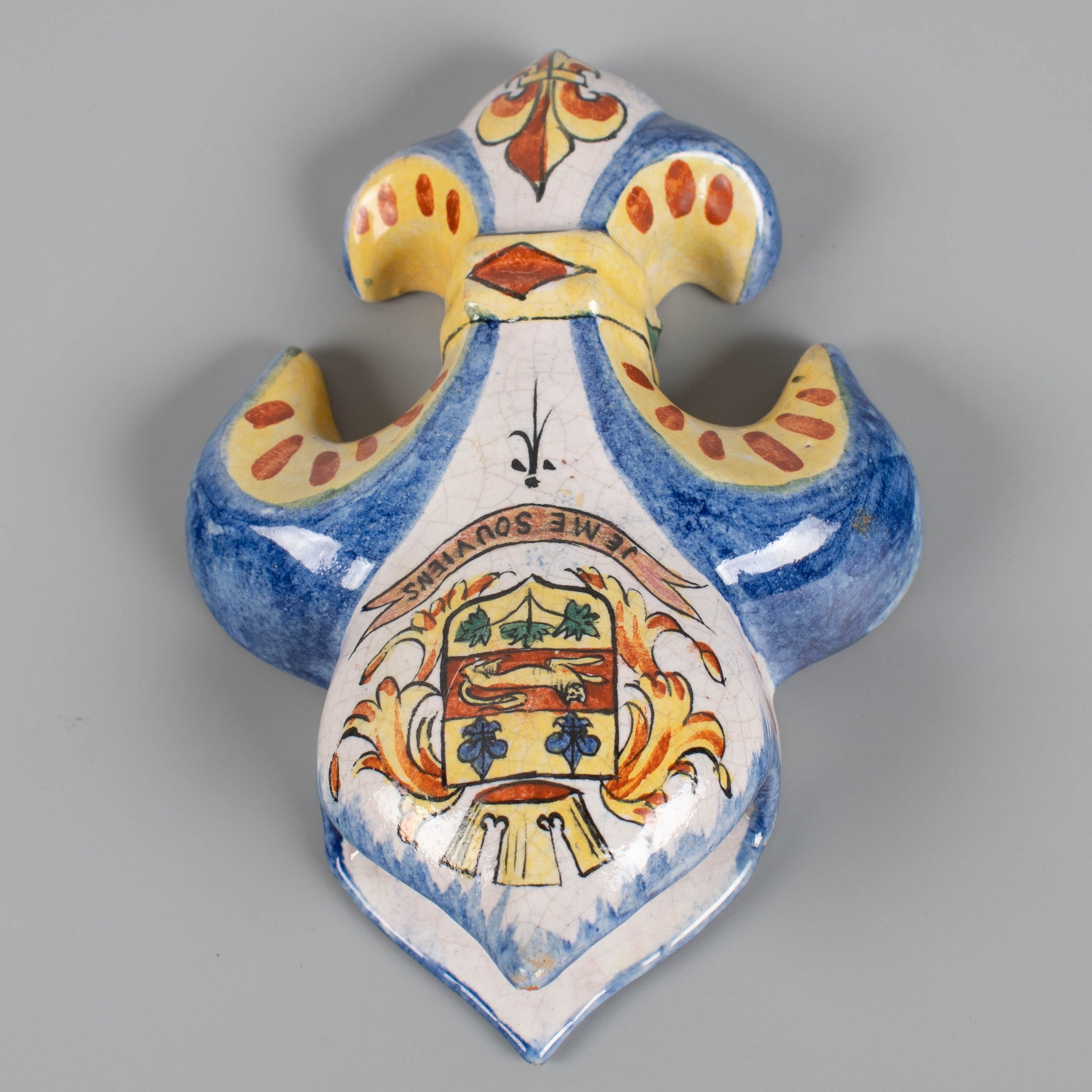 19th Century French Faience Fleur de Lis Wall Pocket